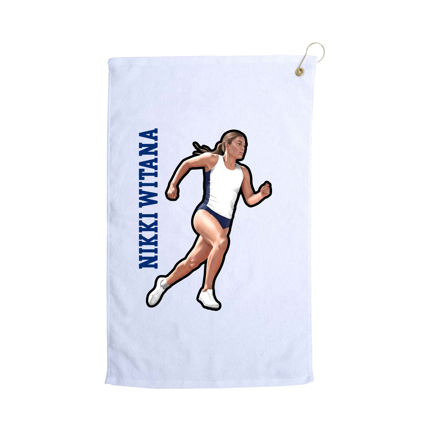 Golf Towel — Name Vertical in White