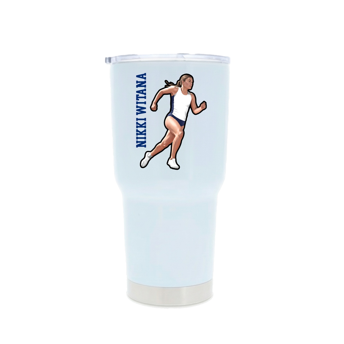 30oz Stainless Steel Tumbler — Name Vertical in White