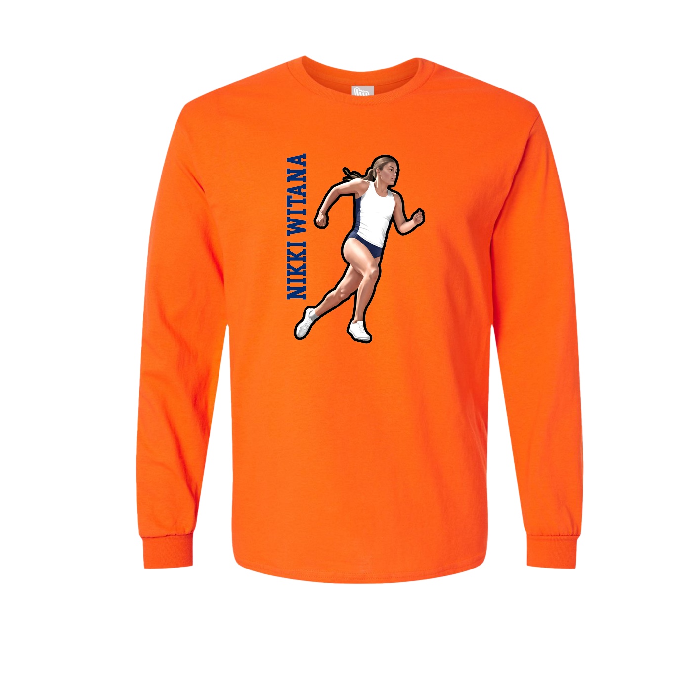Long Sleeve Tee — Name Vertical in Orange
