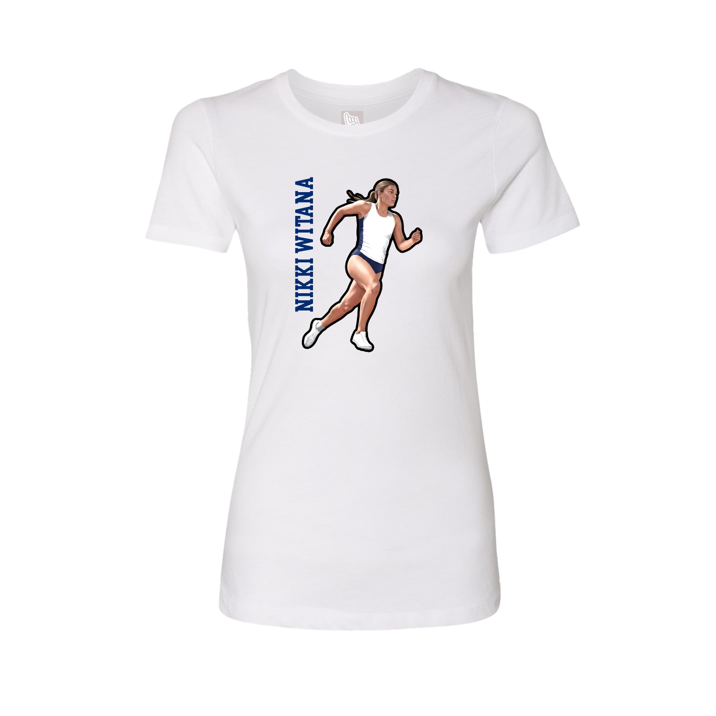 Womens Tee — Name Vertical in White