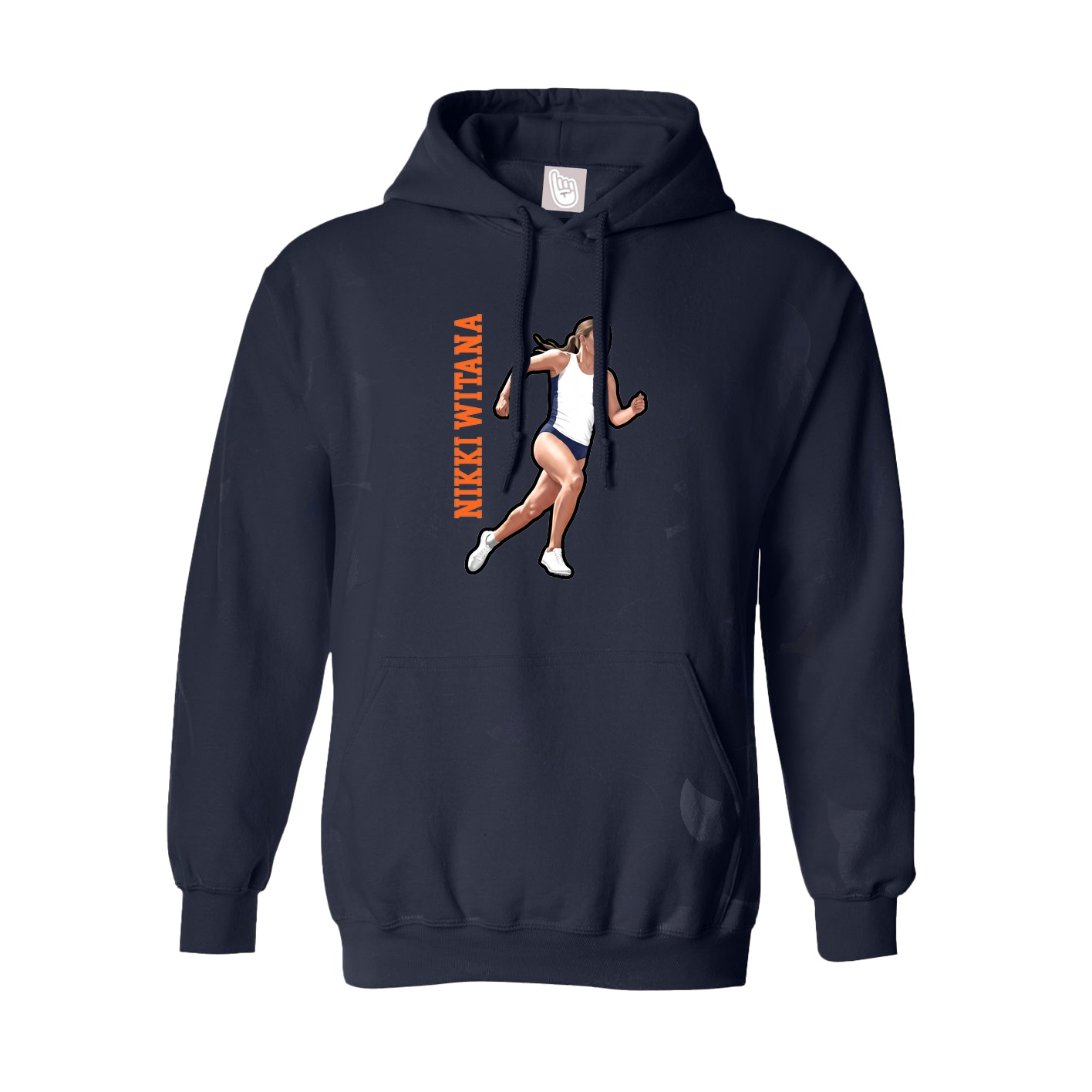 Hoodie — Name Vertical in Navy