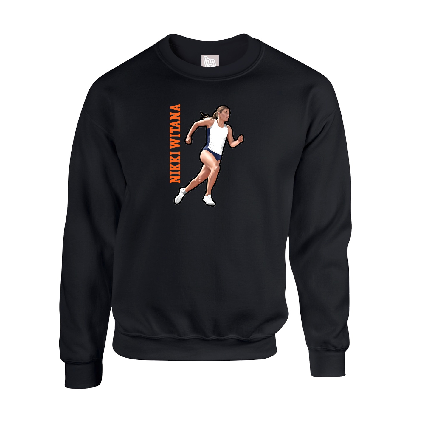 Fleece Crew — Name Vertical in Black