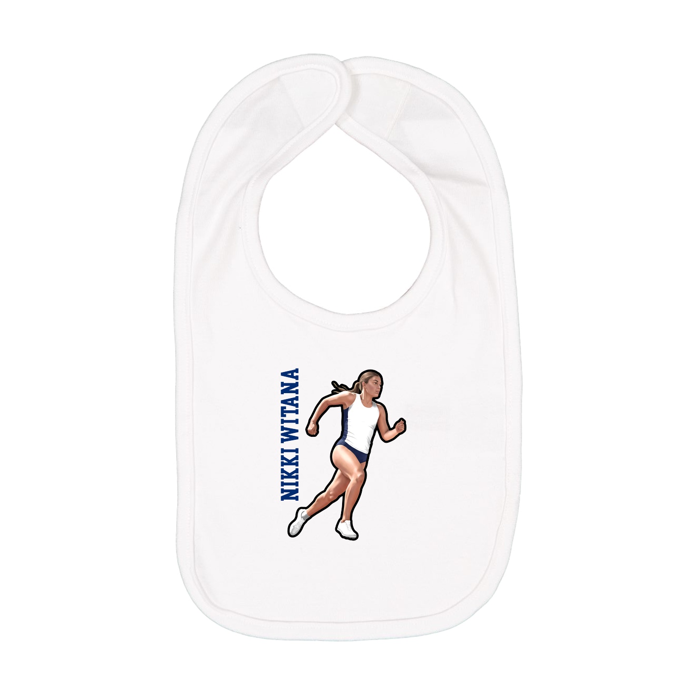 Infant Bib — Name Vertical in White