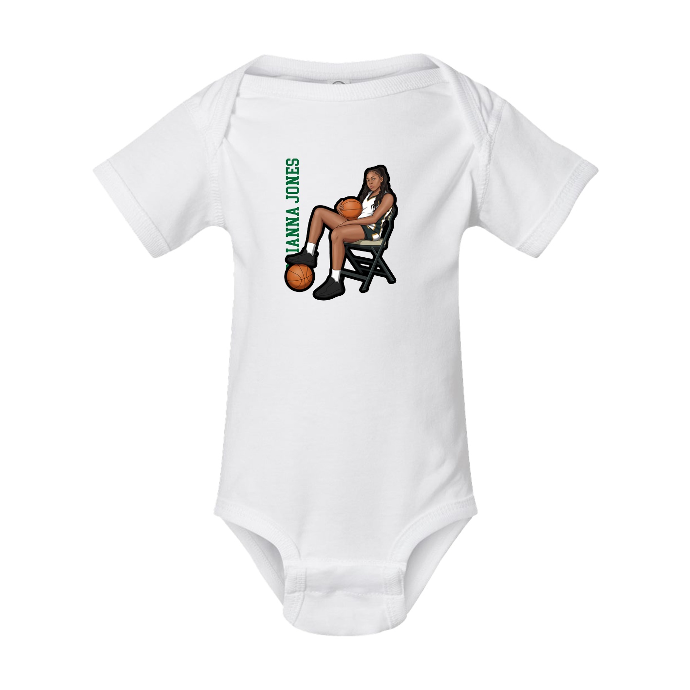 Baby Onesie — Name Vertical in White