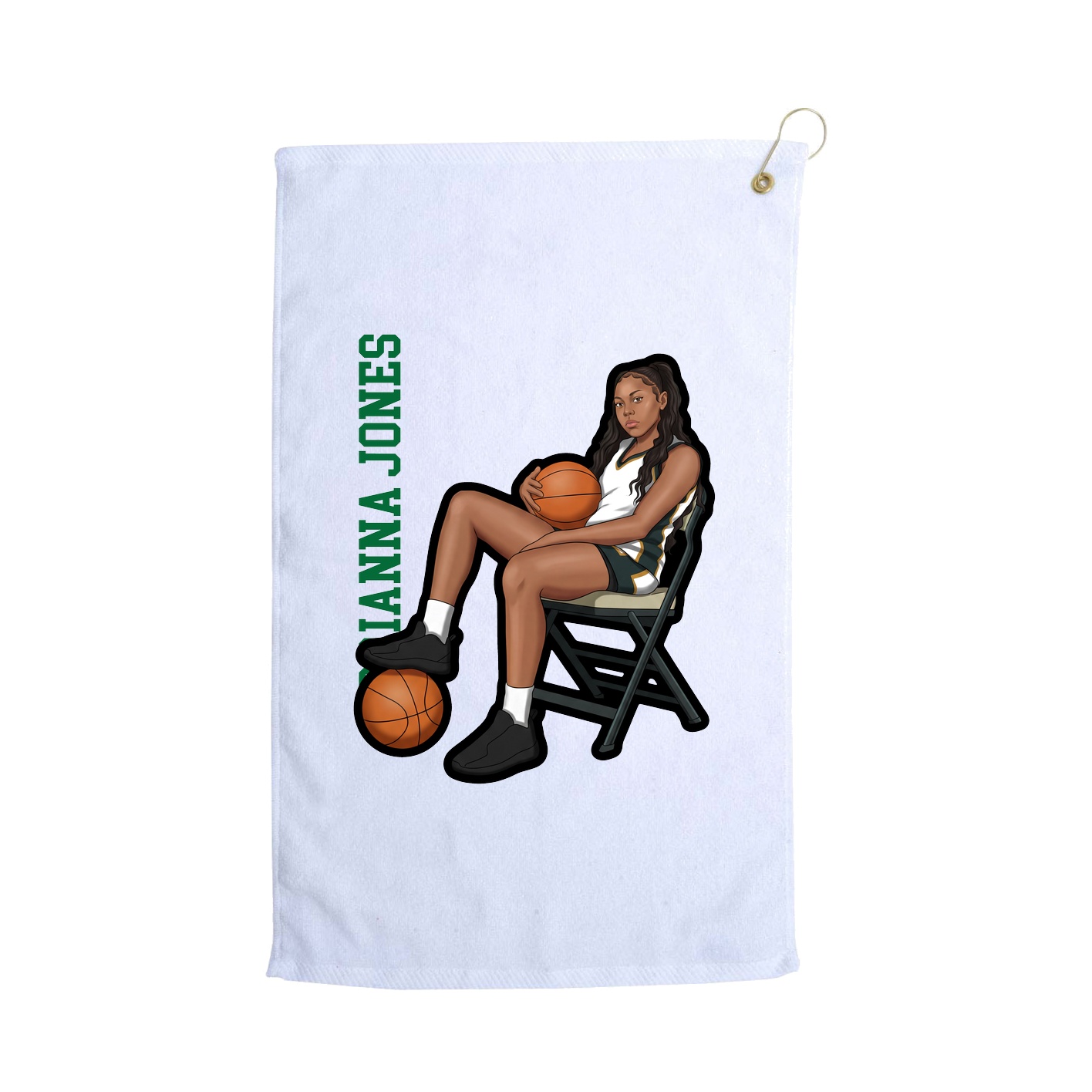 Golf Towel — Name Vertical in White