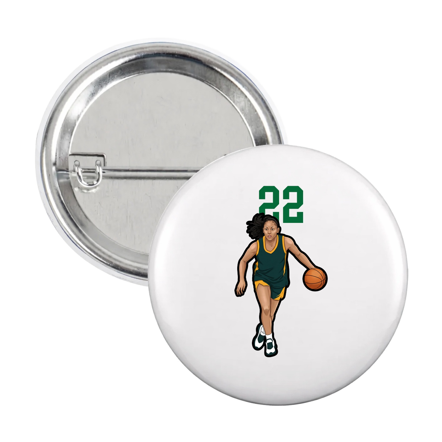 Game Day Button — Number Top in White