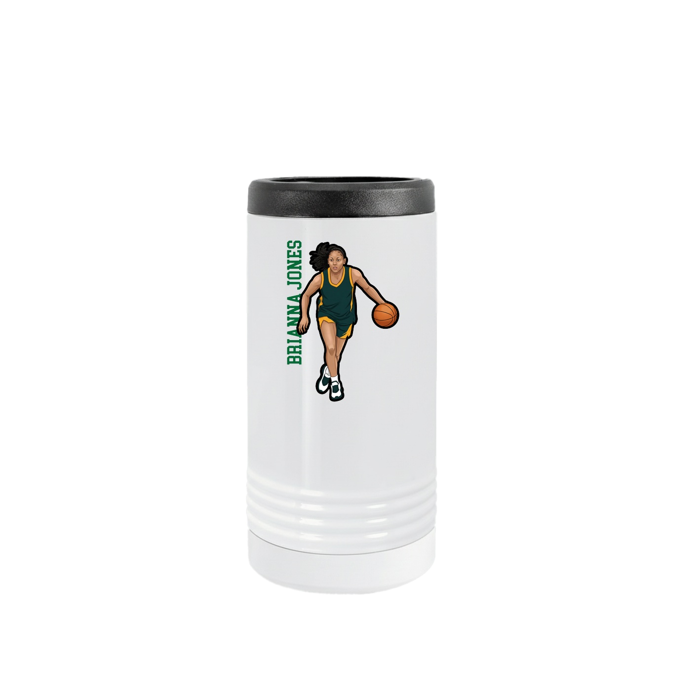 Slim Beverage Holder — Name Vertical in White