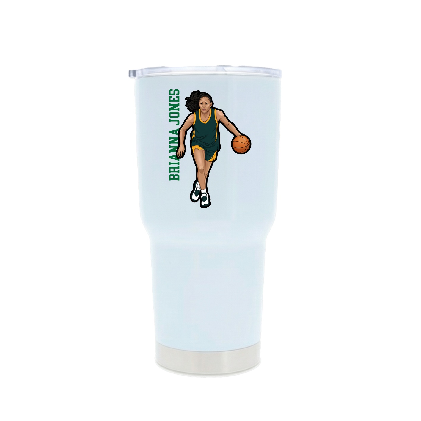 30oz Stainless Steel Tumbler — Name Vertical in White
