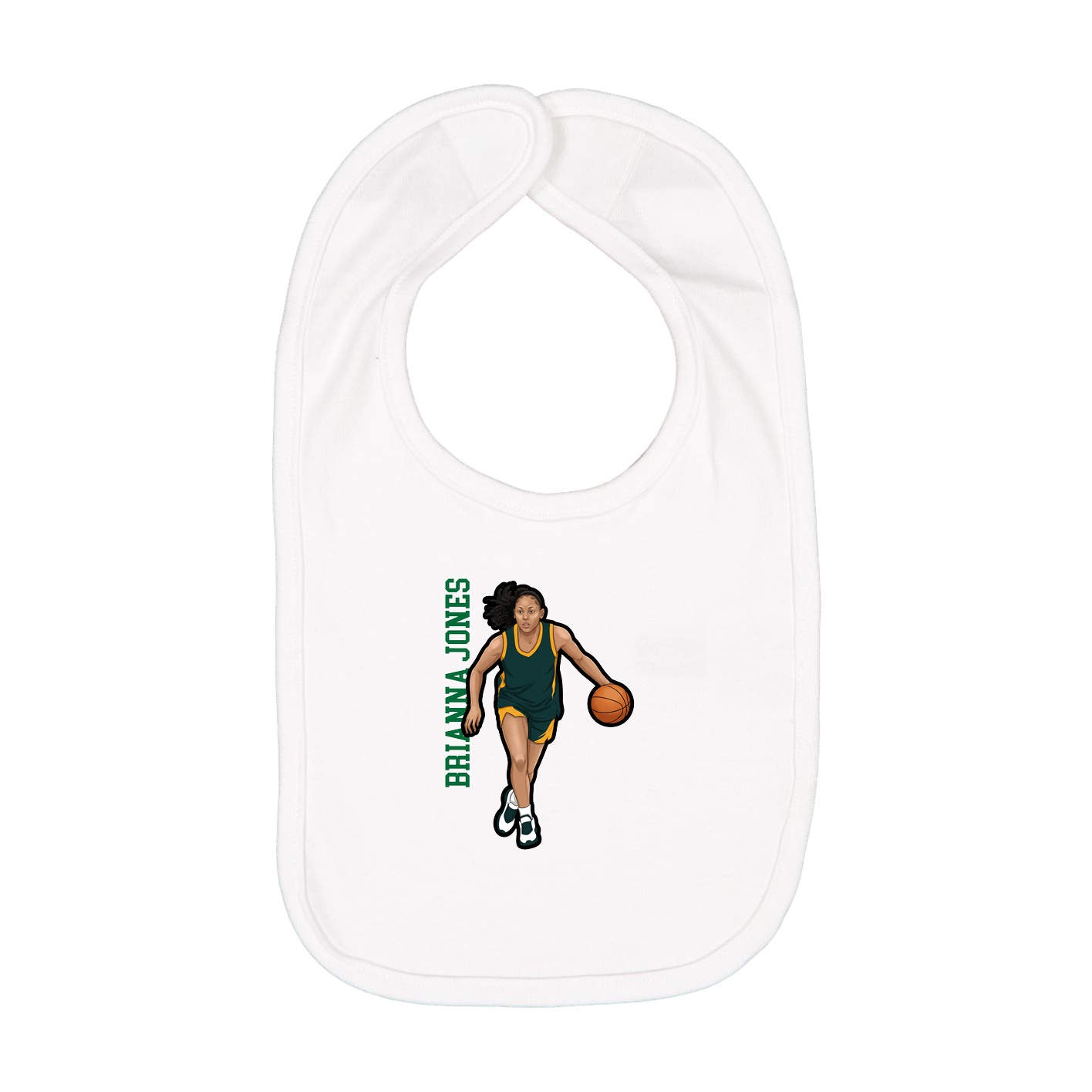 Infant Bib — Name Vertical in White
