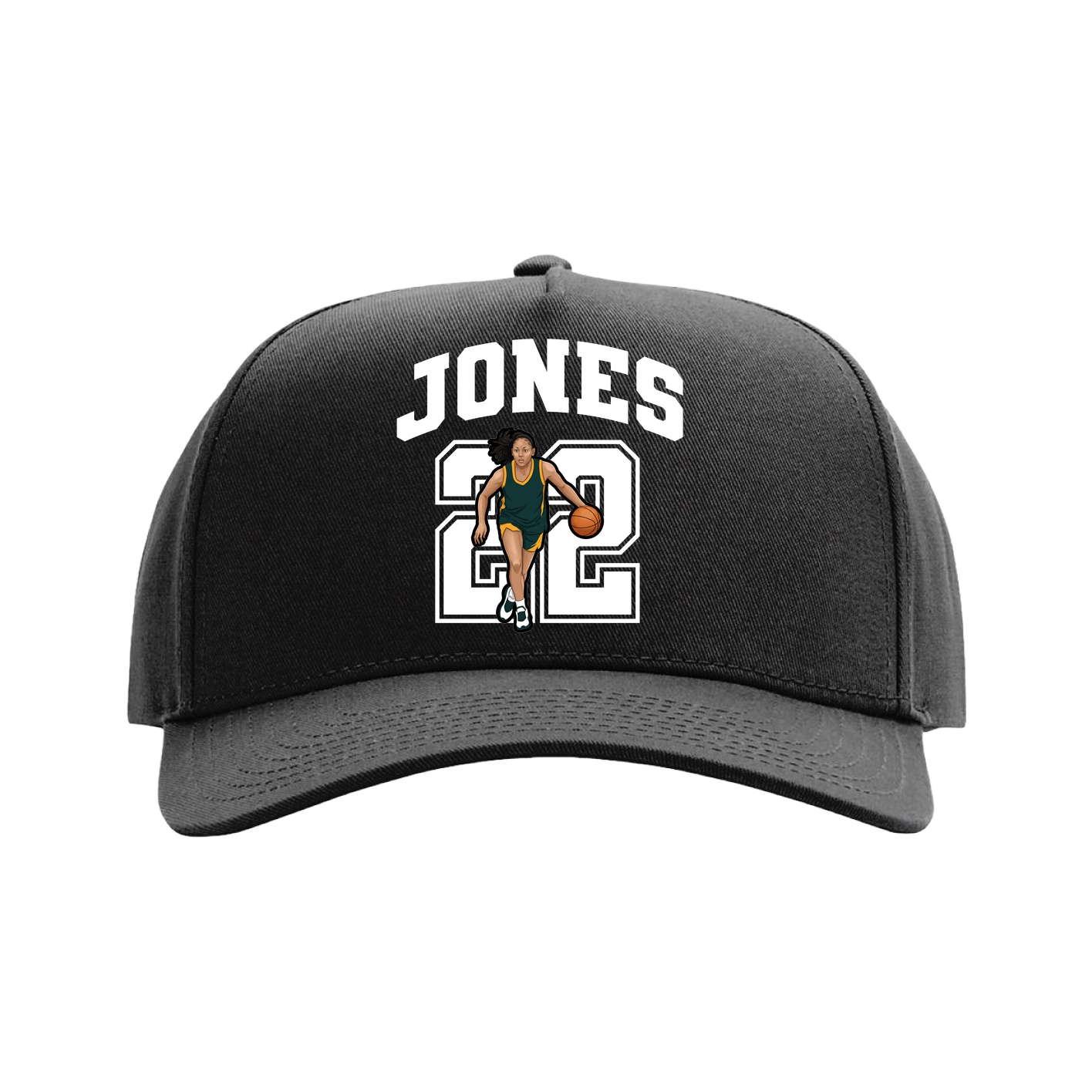 Full Fabric Five-Panel Champ Cap — Number in Black
