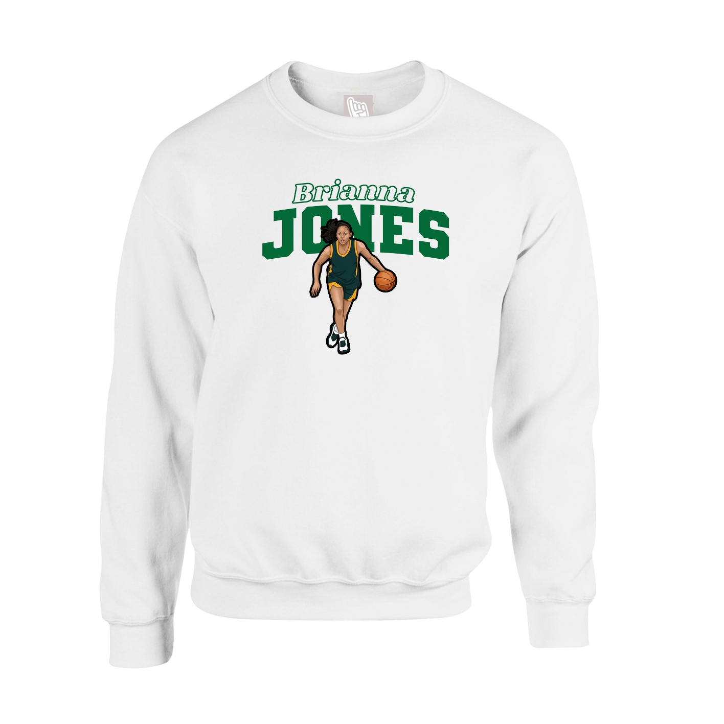 Fleece Crew — Name Arch in White