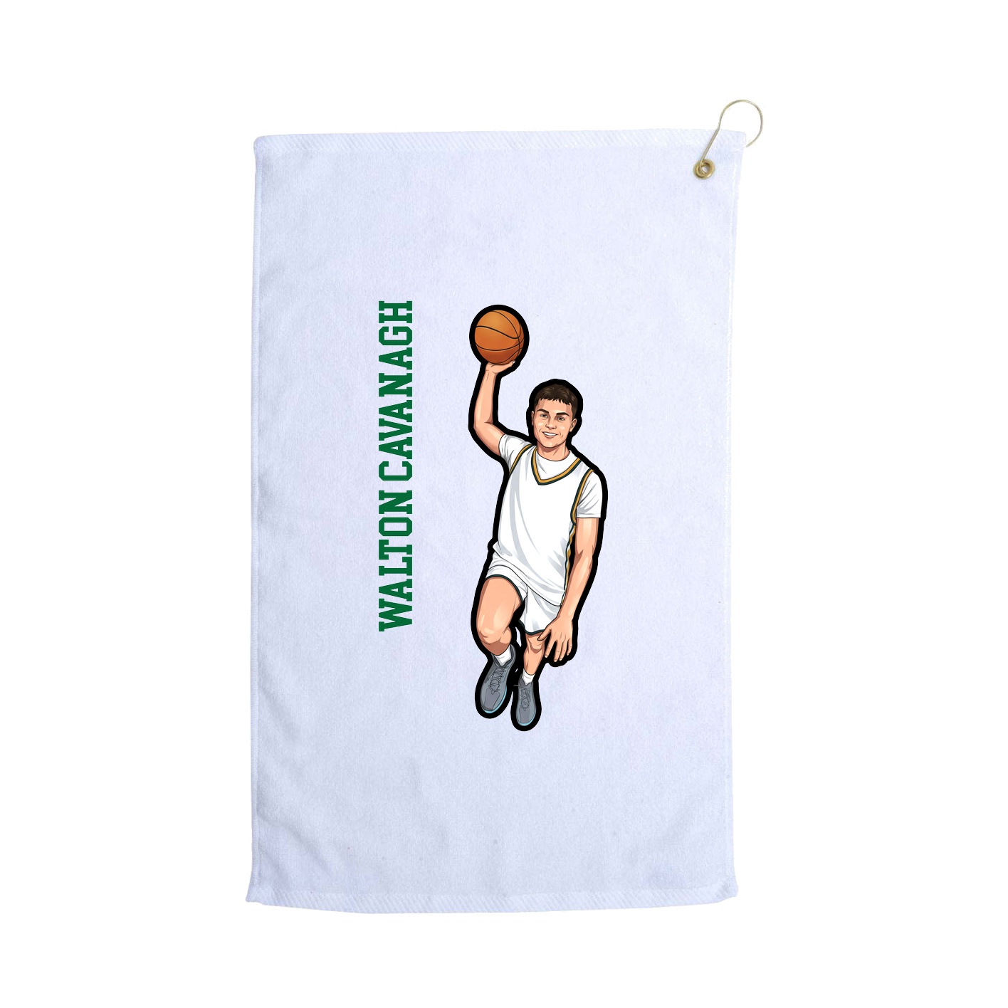 Golf Towel — Name Vertical in White