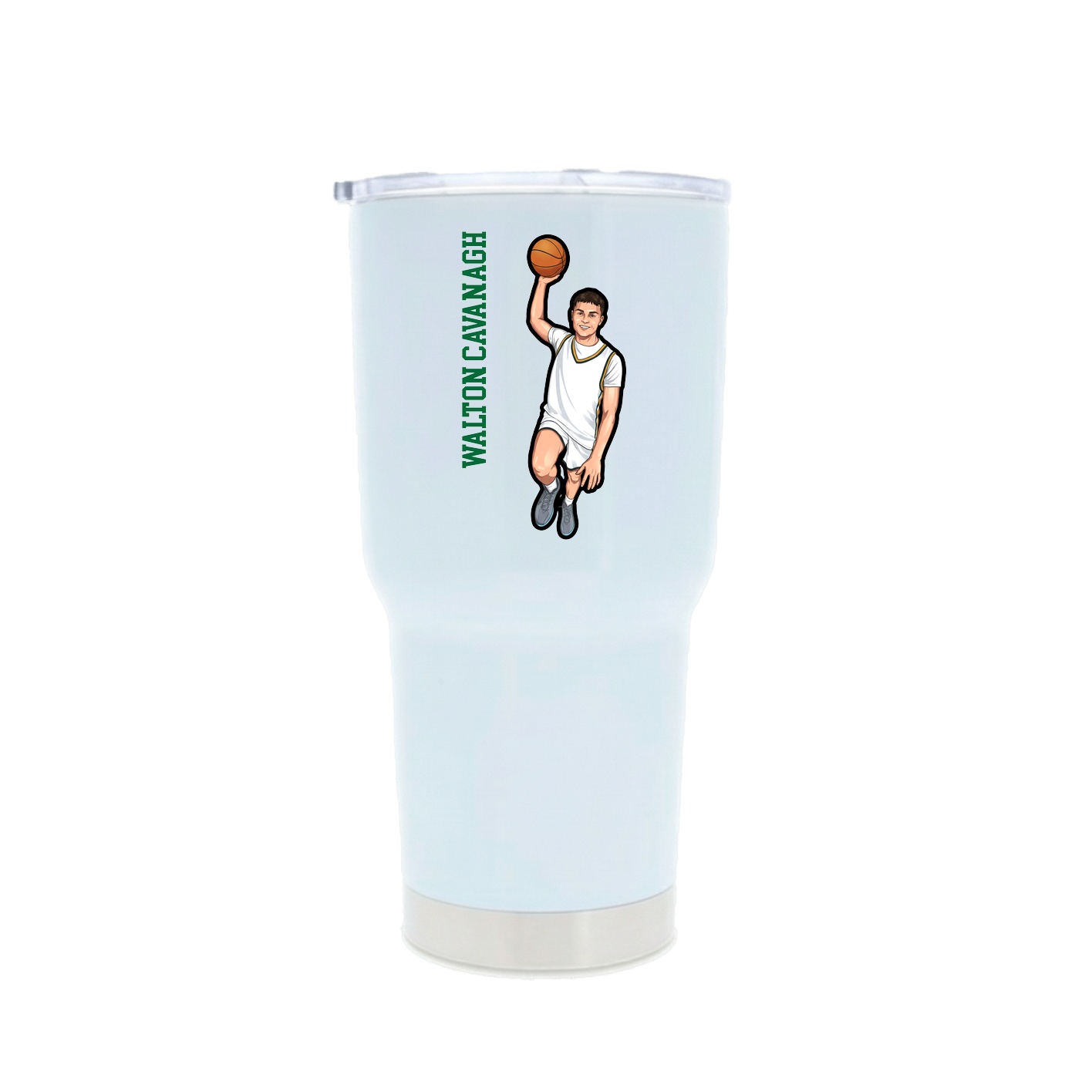 30oz Stainless Steel Tumbler — Name Vertical in White
