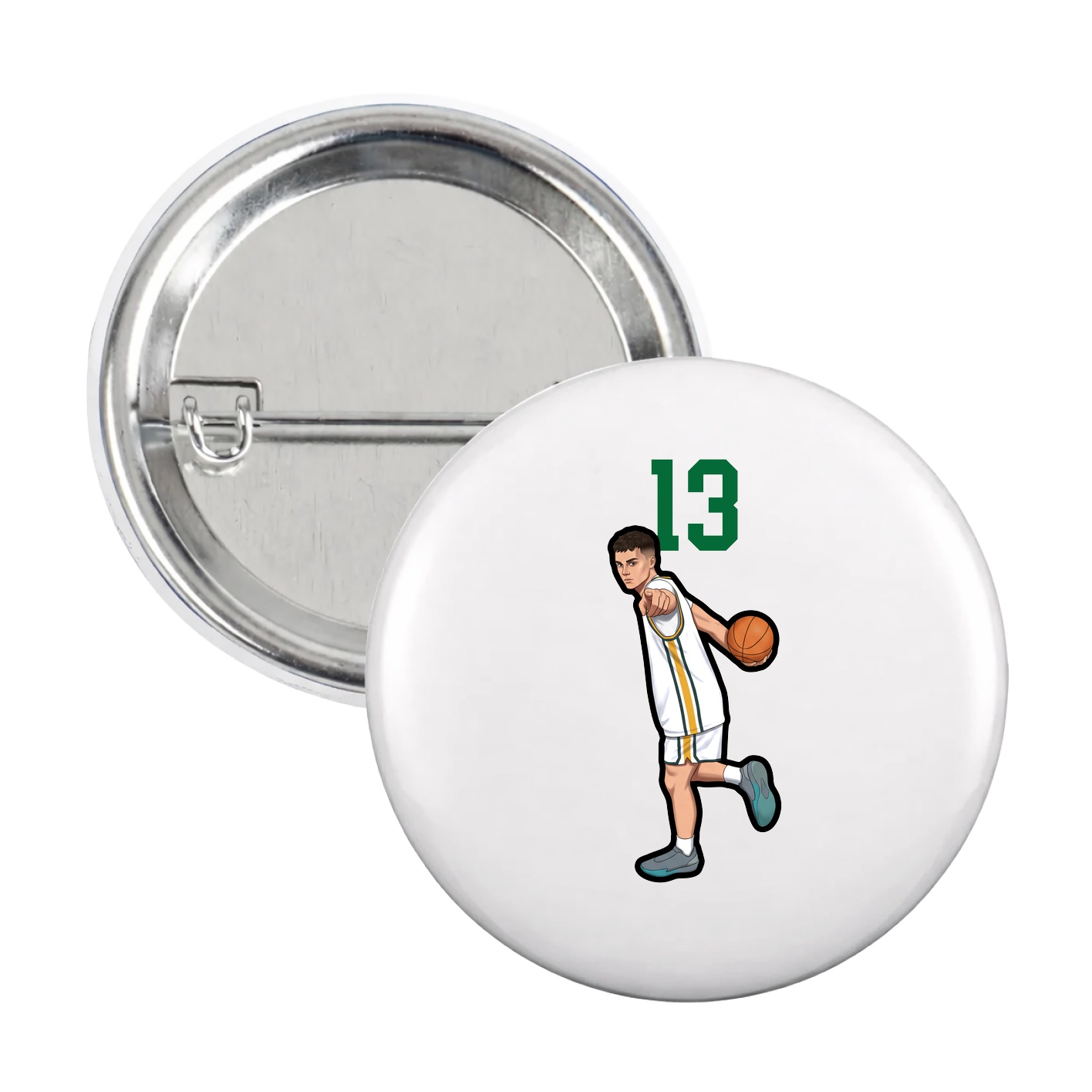 Game Day Button — Number Top in White