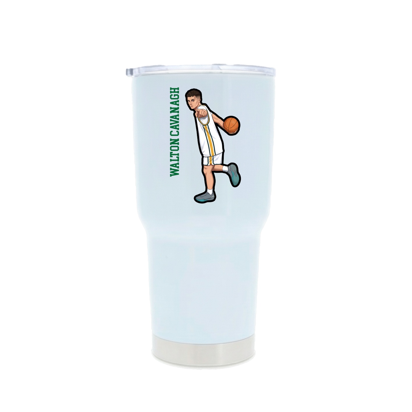 30oz Stainless Steel Tumbler — Name Vertical in White