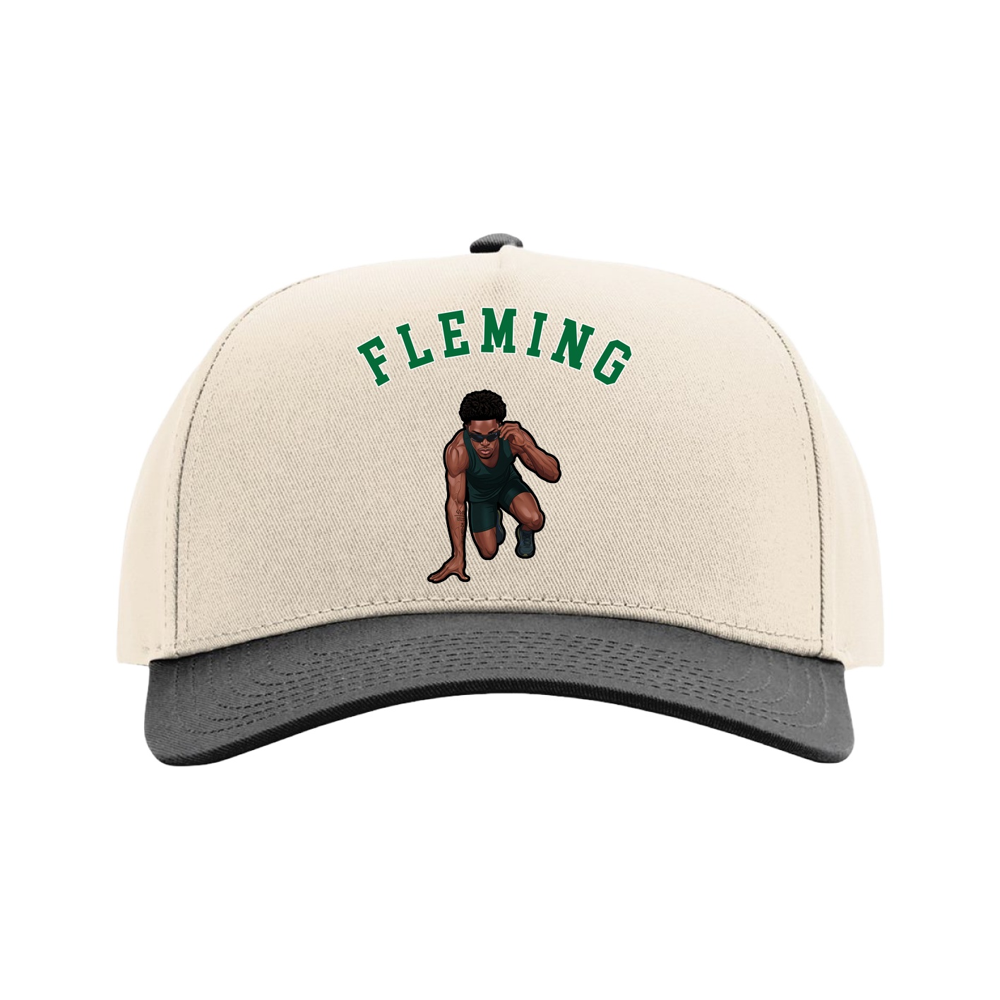 Full Fabric Five-Panel Champ Cap — Shirsey Arch in Cream/Black