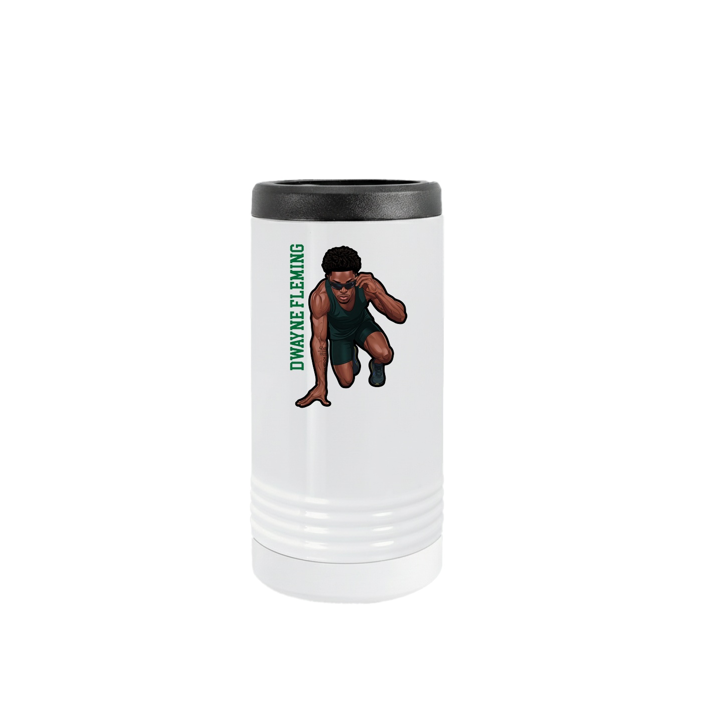Slim Beverage Holder — Name Vertical in White