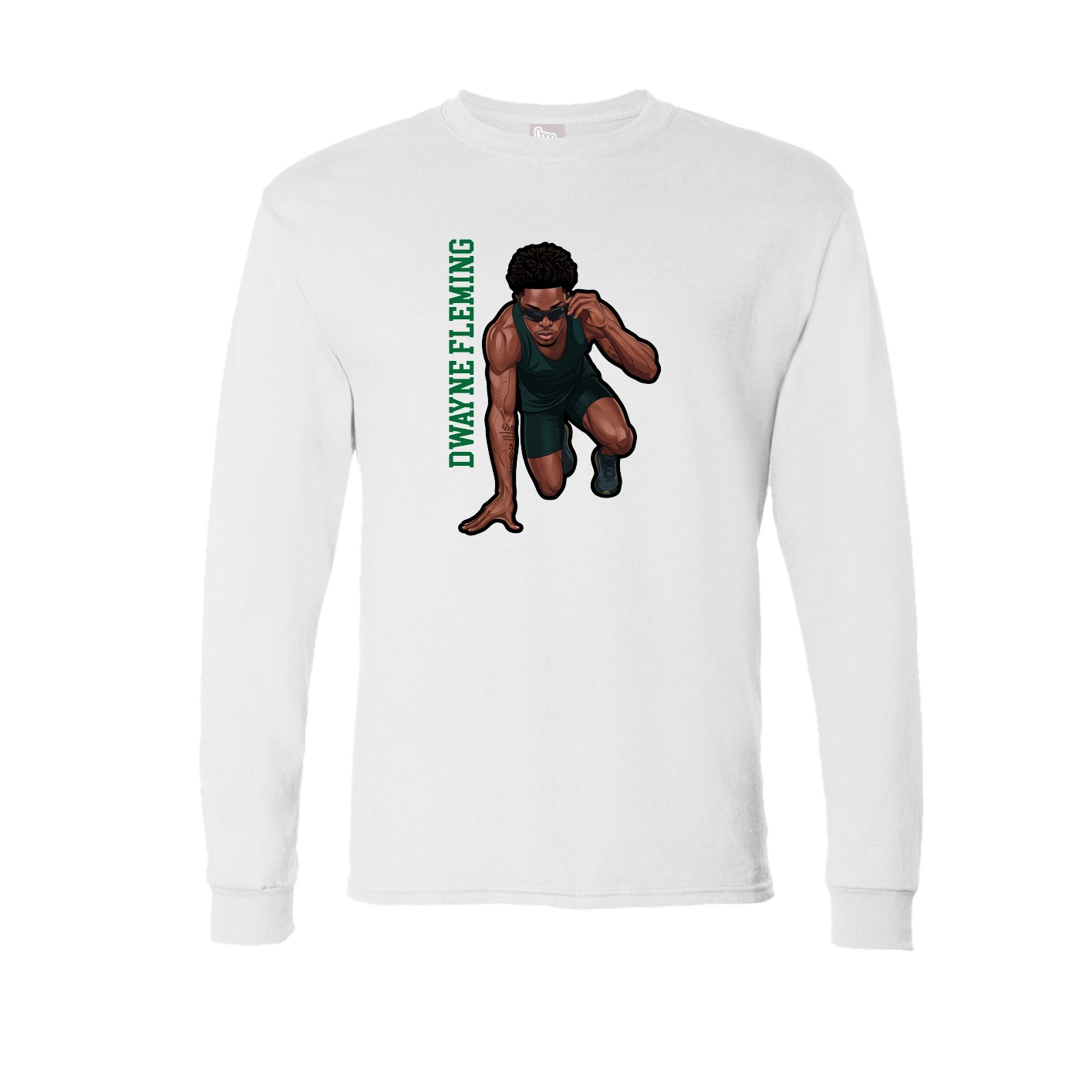 Long Sleeve Tee — Name Vertical in White