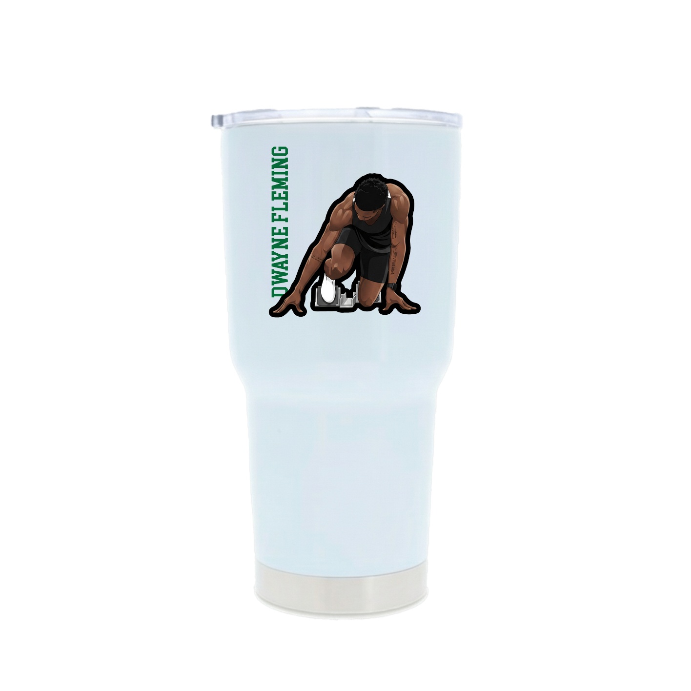 30oz Stainless Steel Tumbler — Name Vertical in White