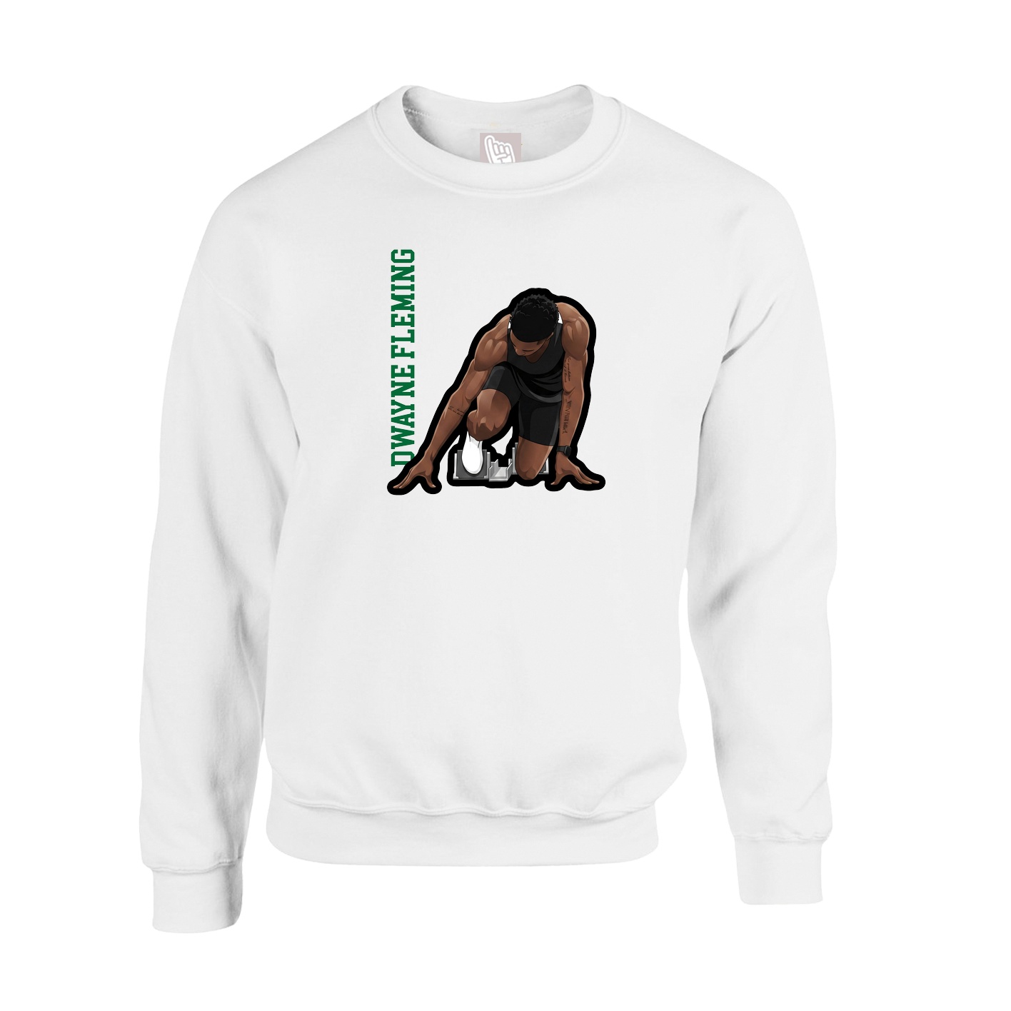 Fleece Crew — Name Vertical in White