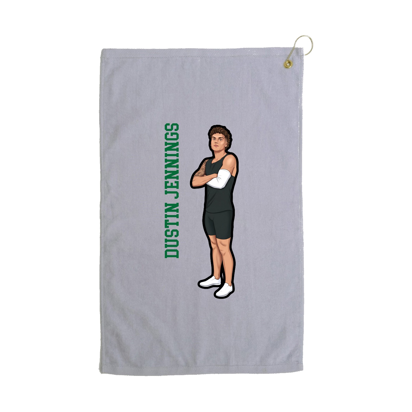 Golf Towel — Name Vertical in Grey