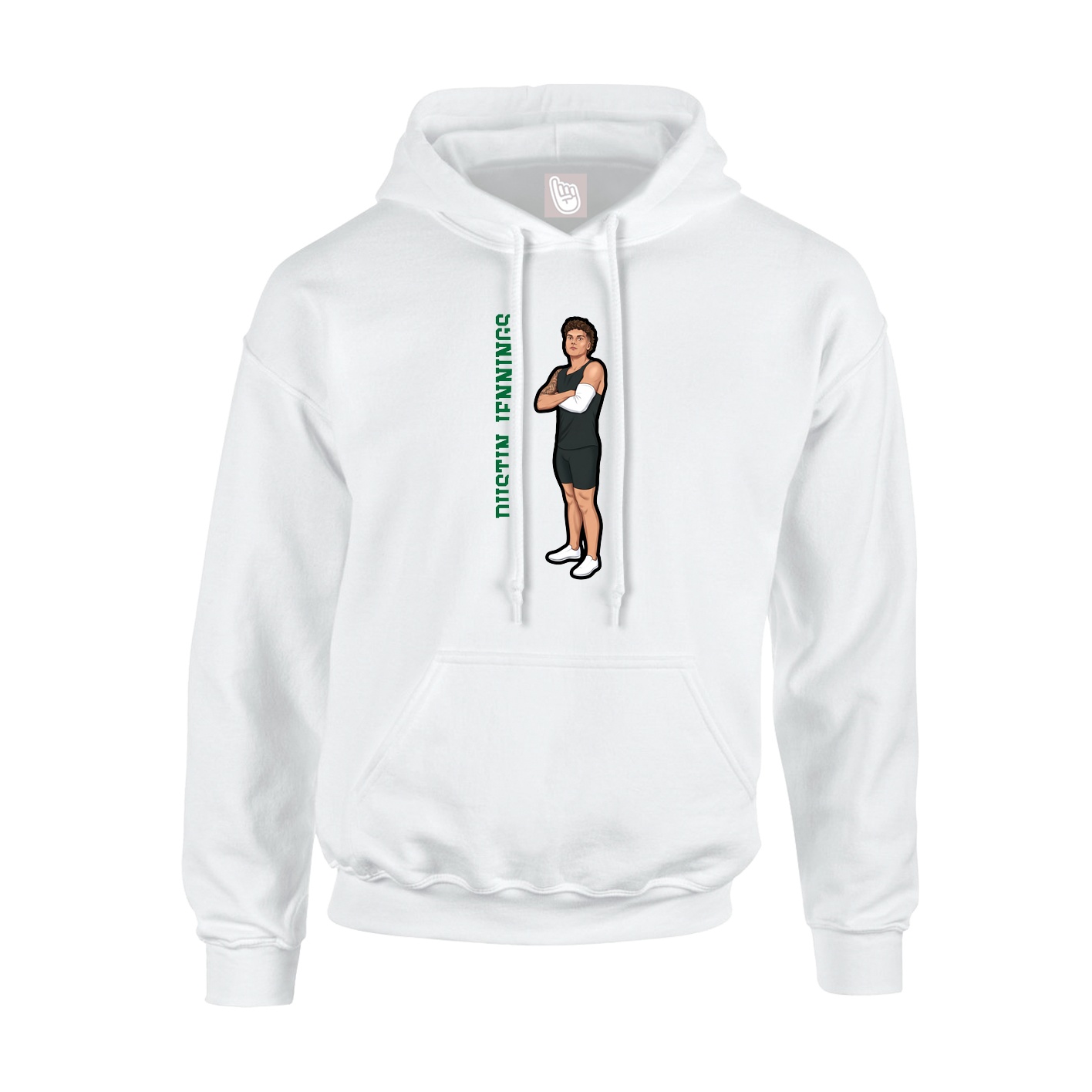 Youth Hoodie — Name Vertical in White