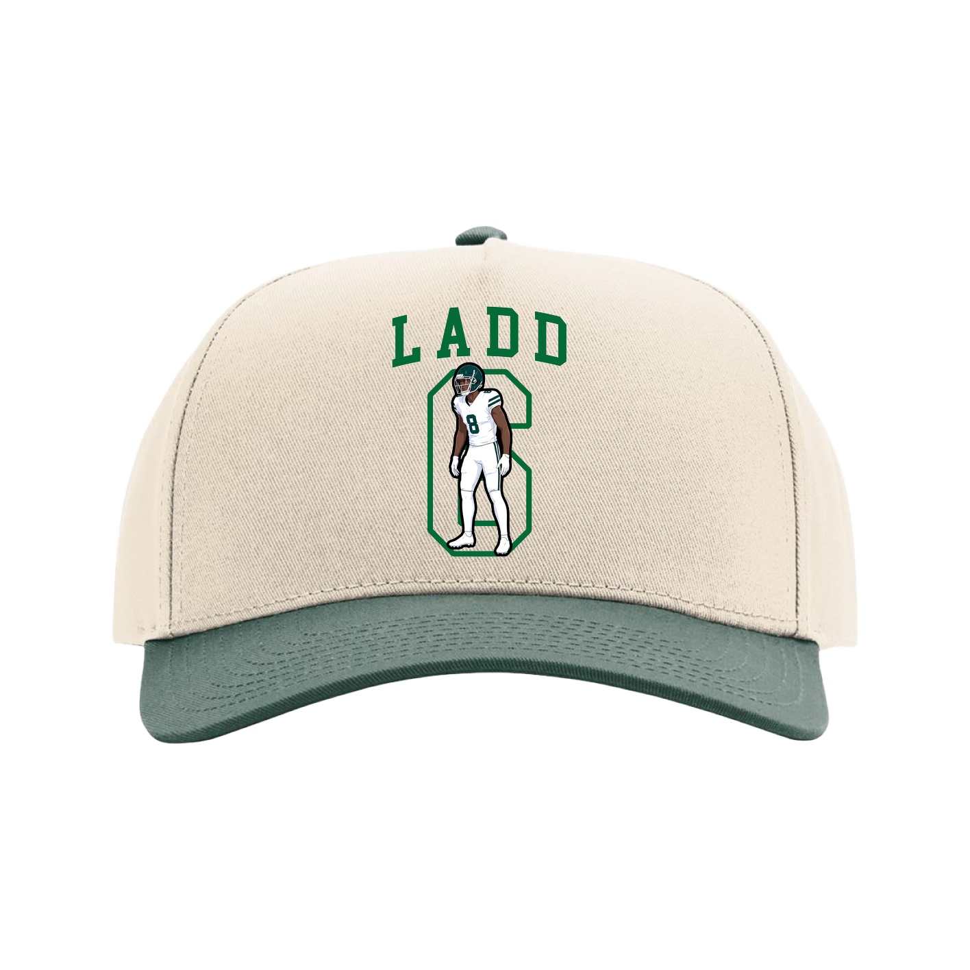 Full Fabric Five-Panel Champ Cap — Shirsey in Cream/Green