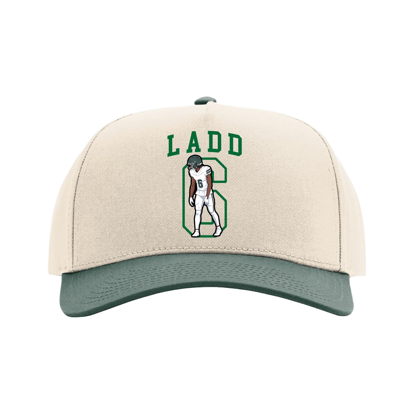 Full Fabric Five-Panel Champ Cap — Shirsey in Cream/Green