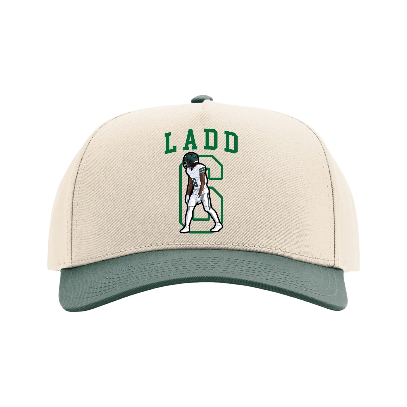 Full Fabric Five-Panel Champ Cap — Shirsey in Cream/Green