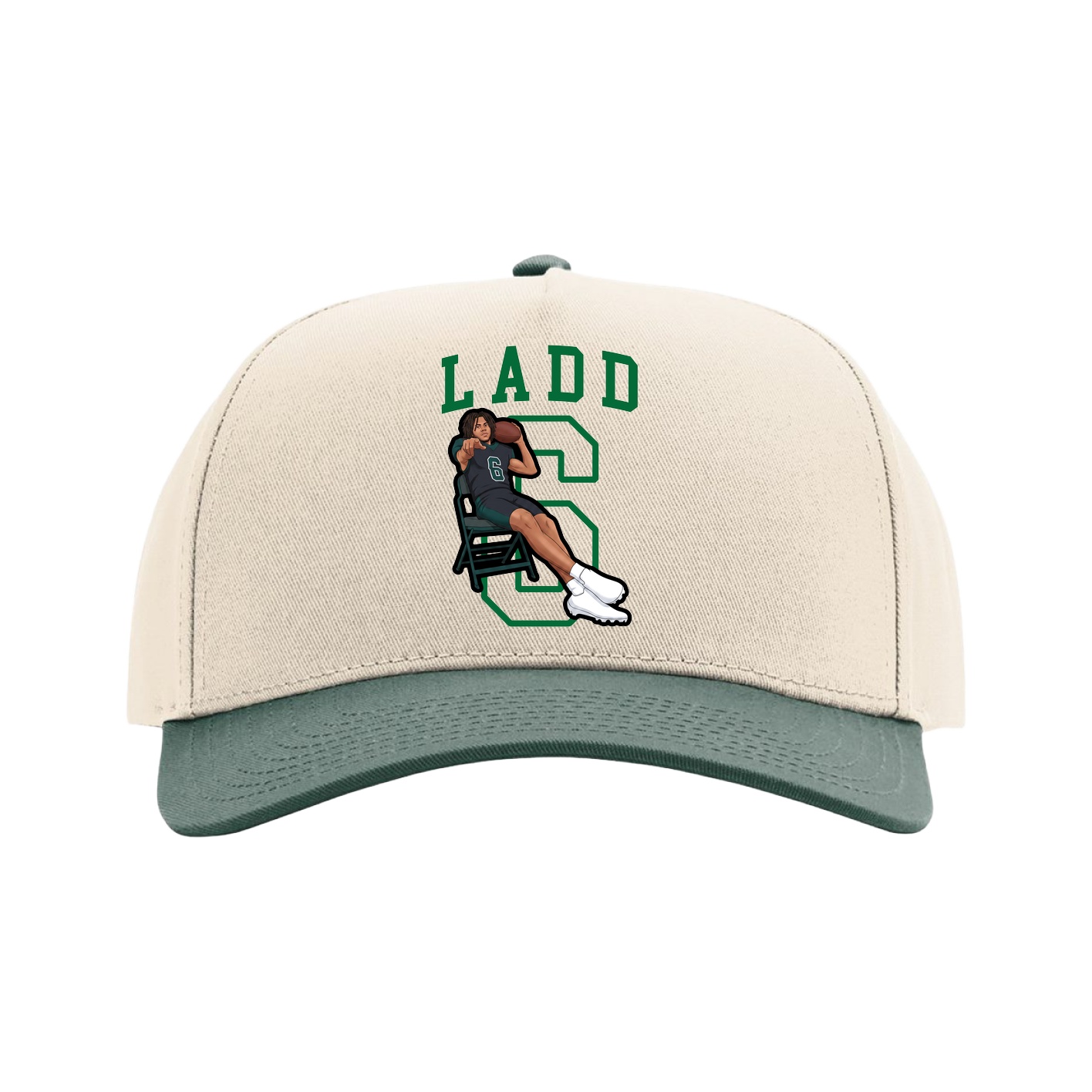 Full Fabric Five-Panel Champ Cap — Shirsey in Cream/Green