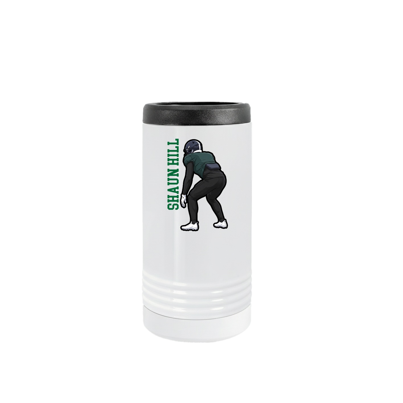 Slim Beverage Holder — Name Vertical in White