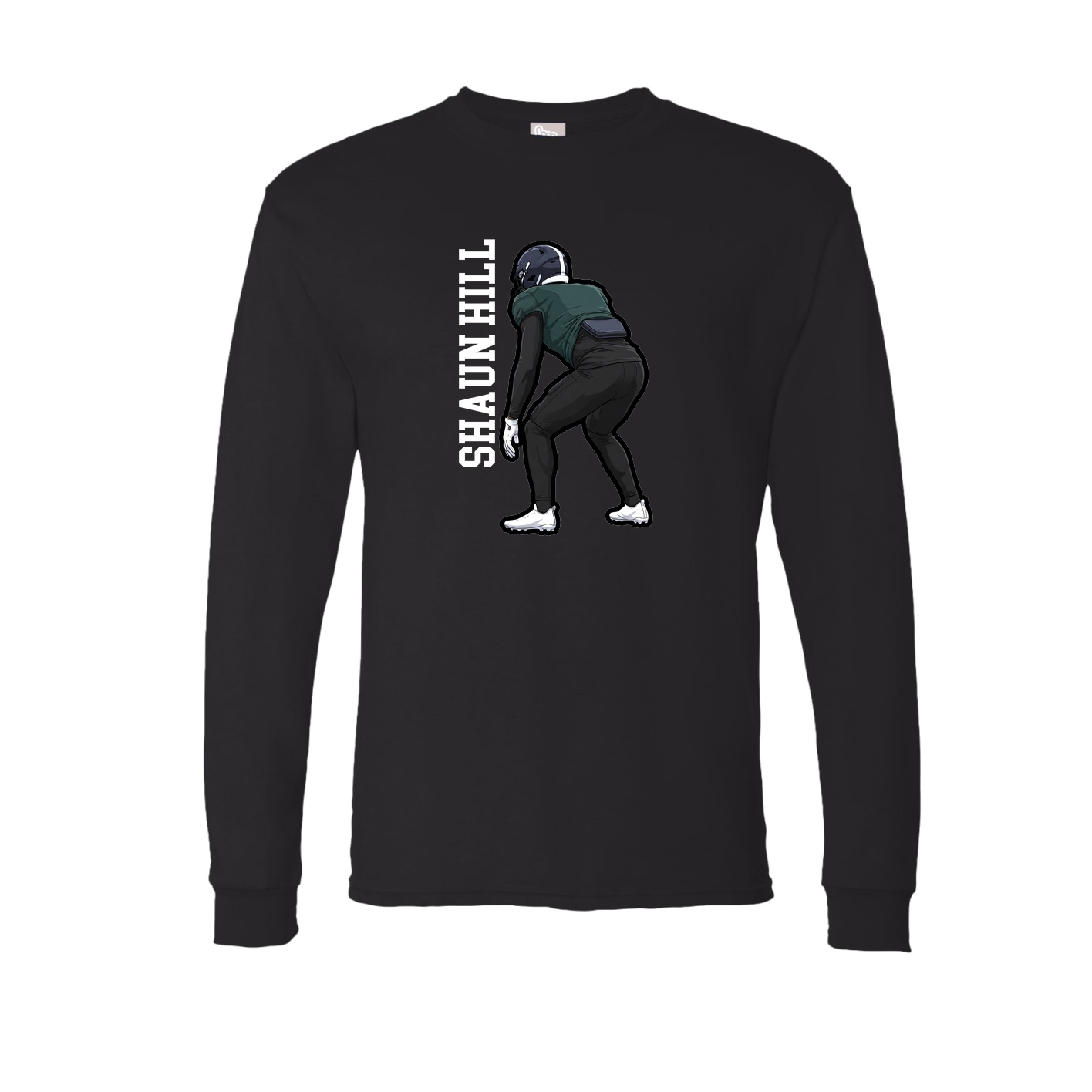 Long Sleeve Tee — Name Vertical in Black