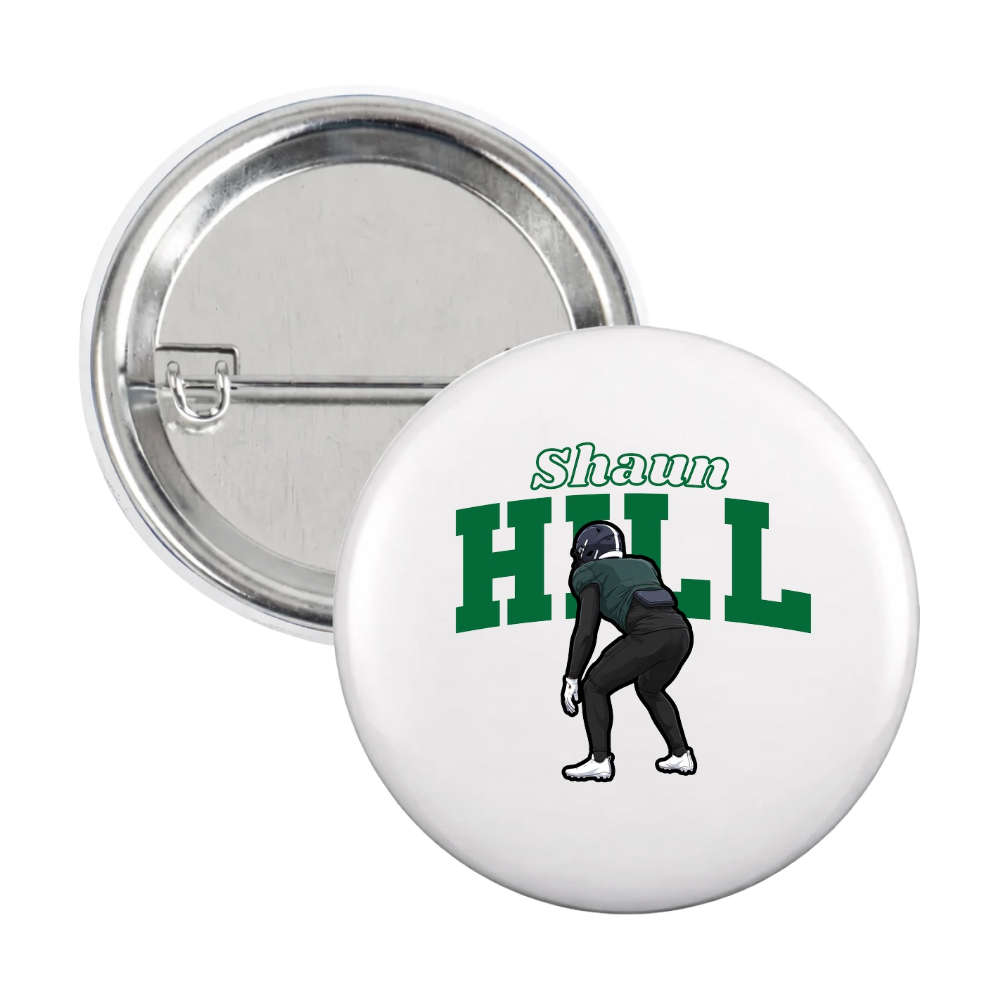 Game Day Button — Name Arch in White