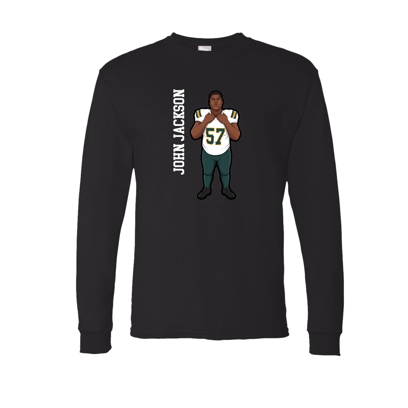 Long Sleeve Tee — Name Vertical in Black
