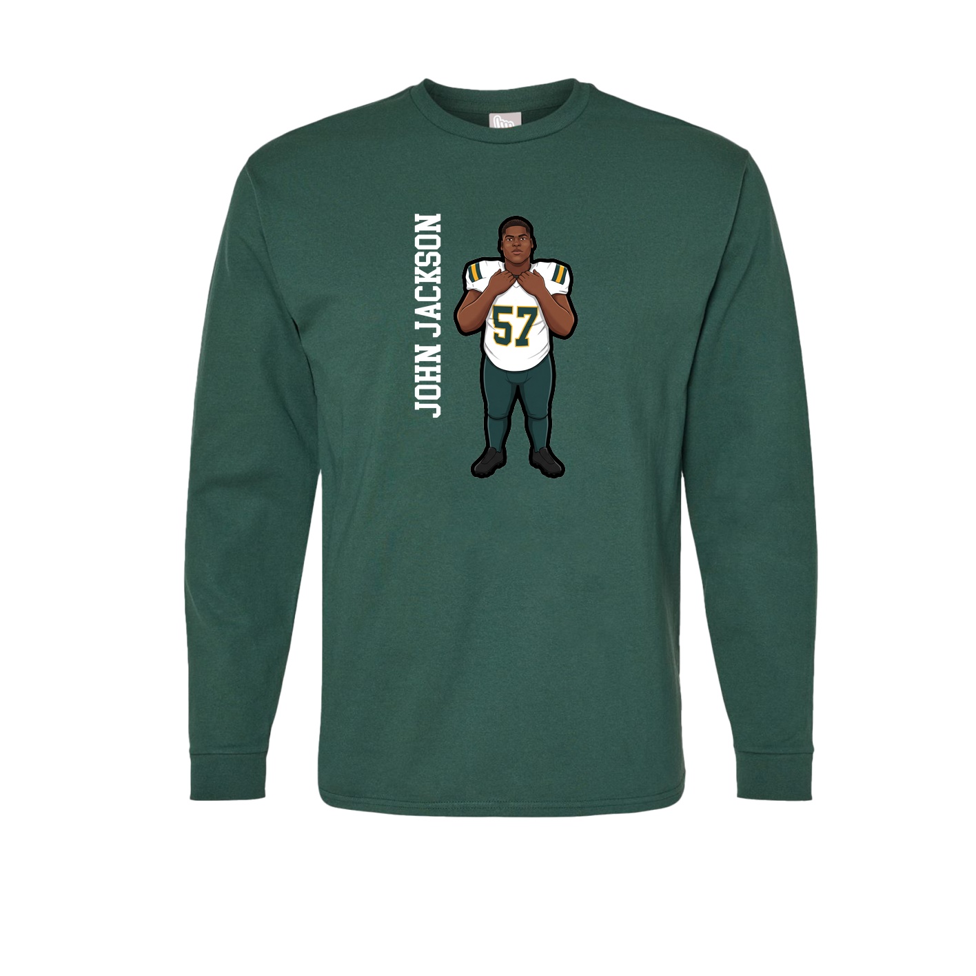 Long Sleeve Tee — Name Vertical in Green