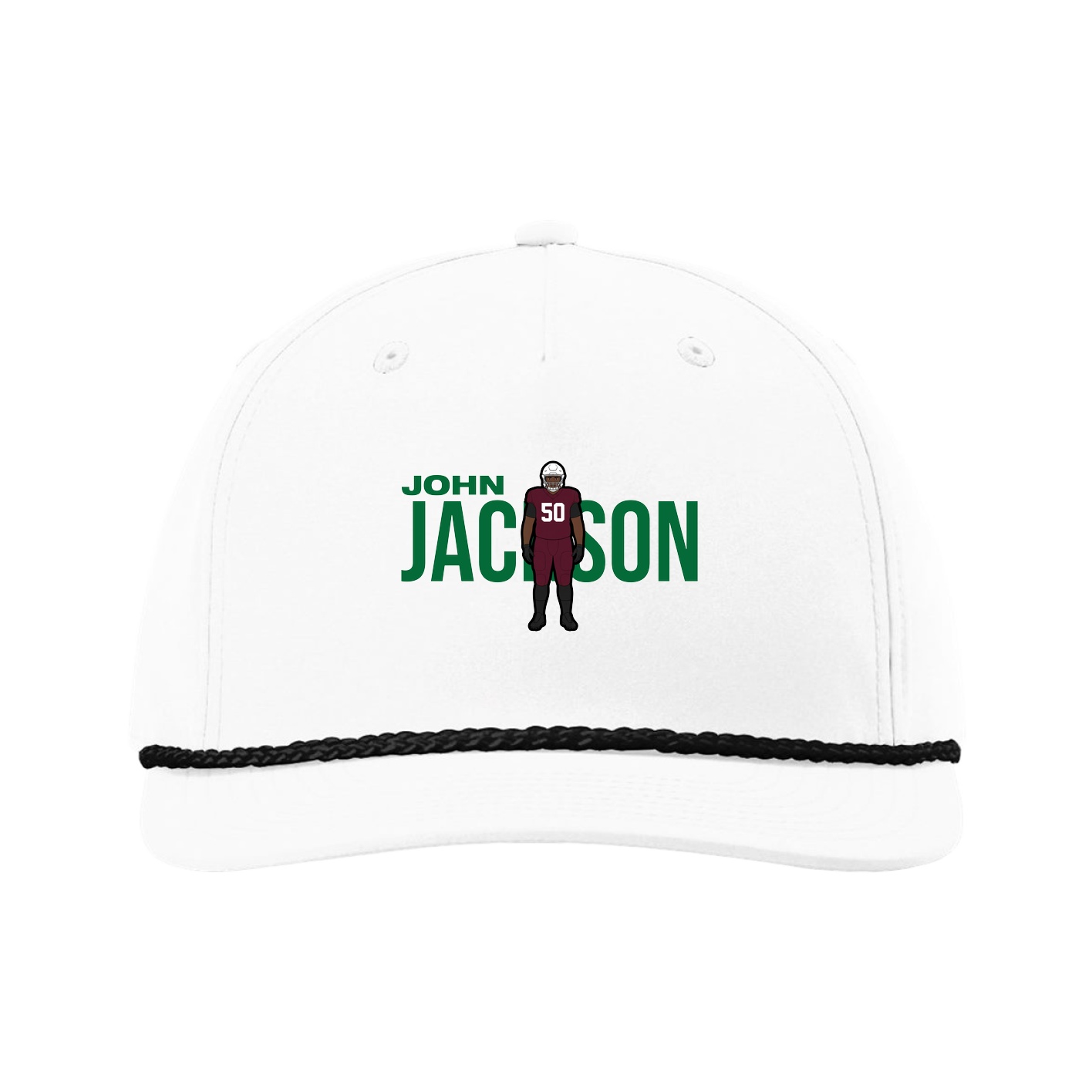 Five-Panel Classic Rope Cap — Player Name in White