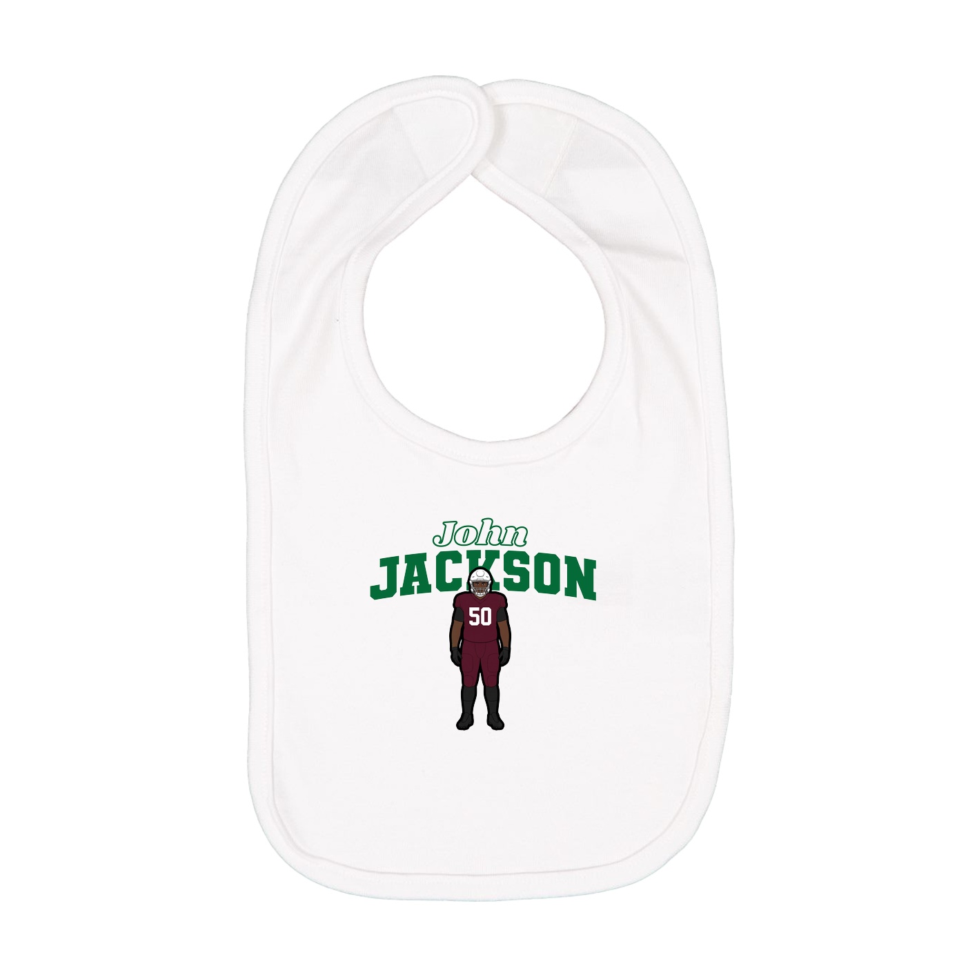 Infant Bib — Name Arch in White