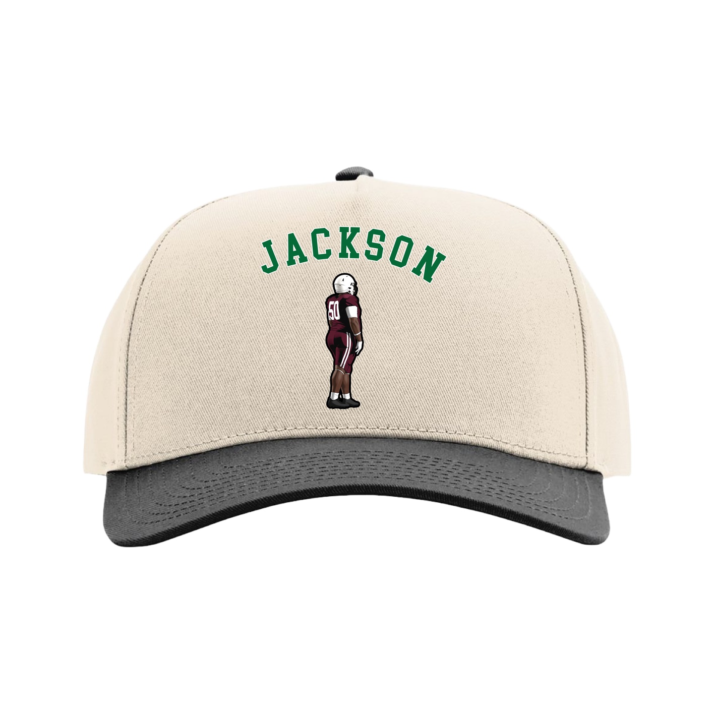 Full Fabric Five-Panel Champ Cap — Shirsey Arch in Cream/Black
