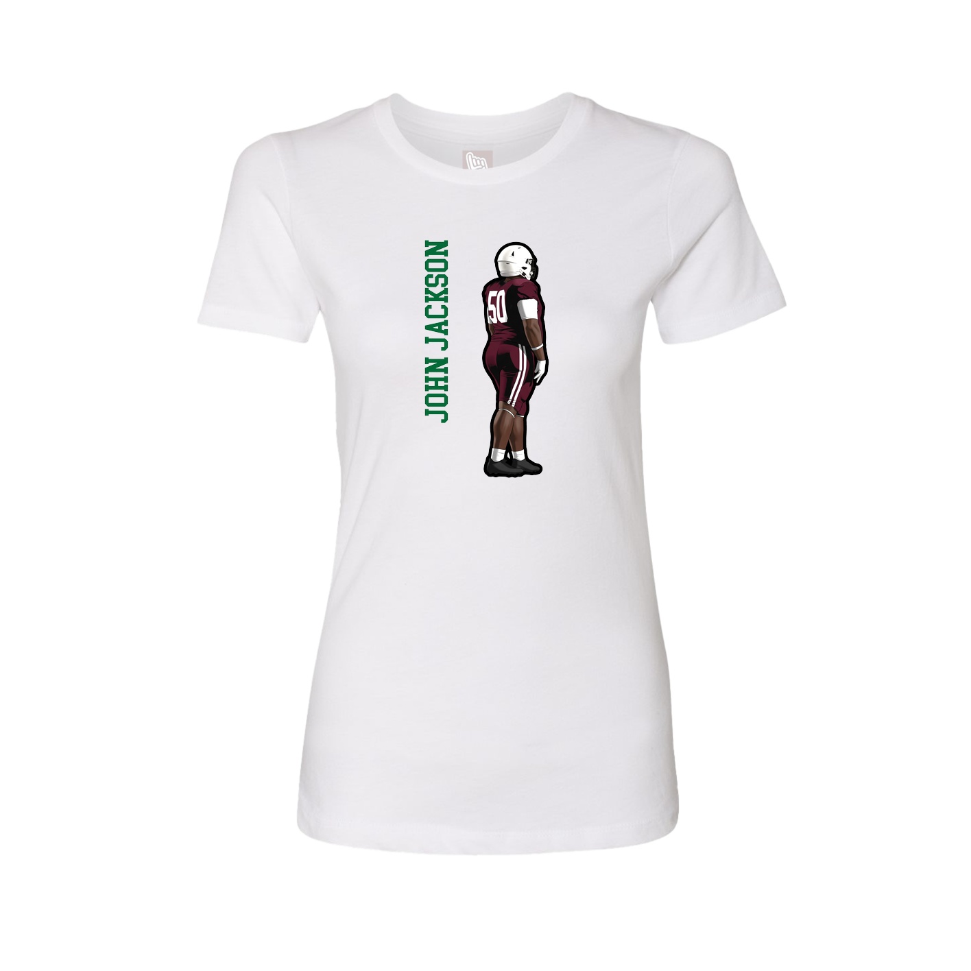Fitted Women's Tee — Name Vertical in White