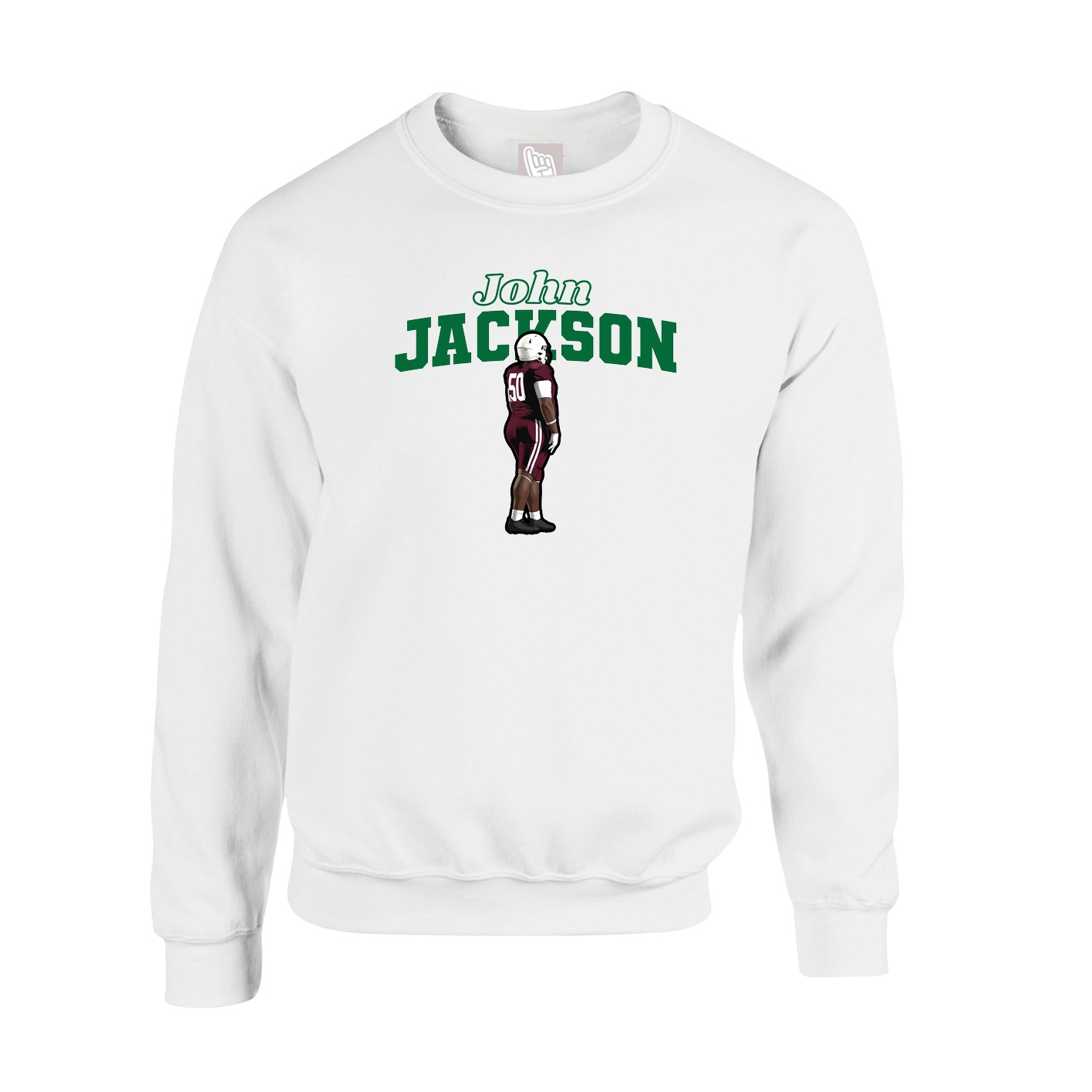 Fleece Crew — Name Arch in White