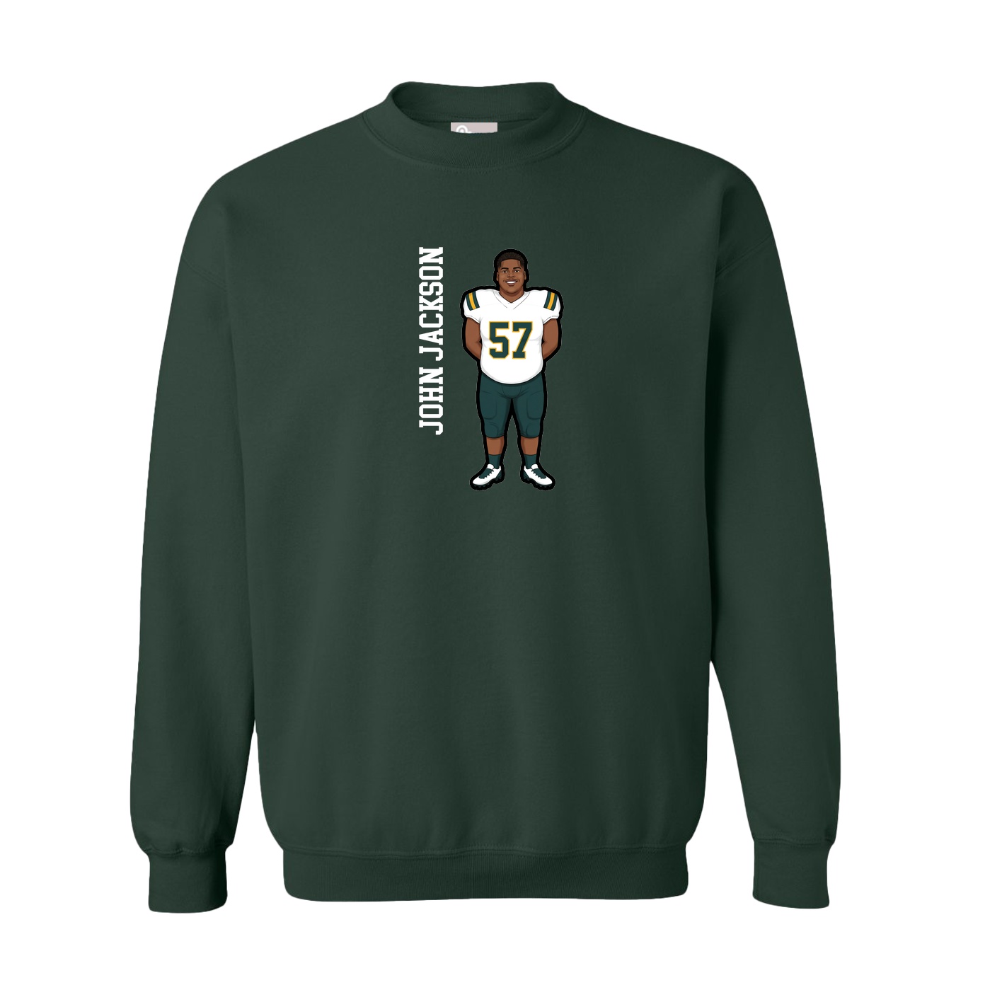 Fleece Crew — Name Vertical in Green