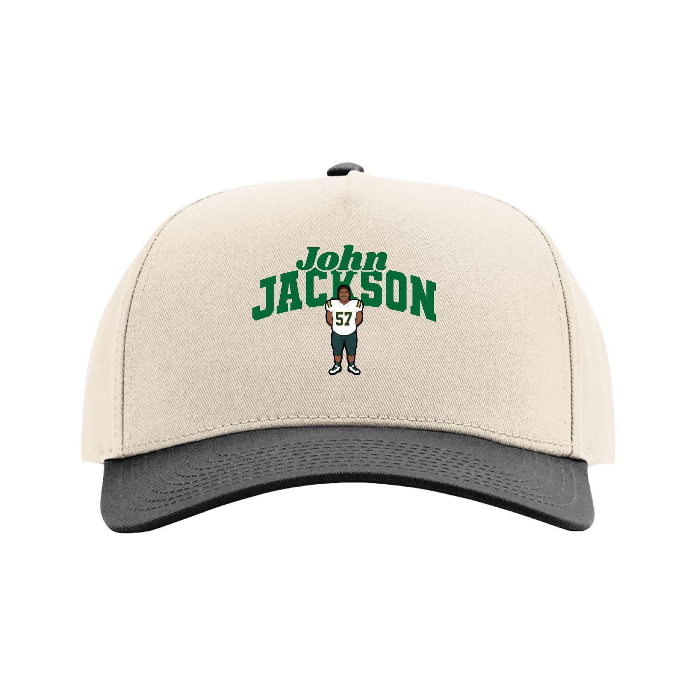 Full Fabric Five-Panel Champ Cap — Signature Arch in Cream/Black