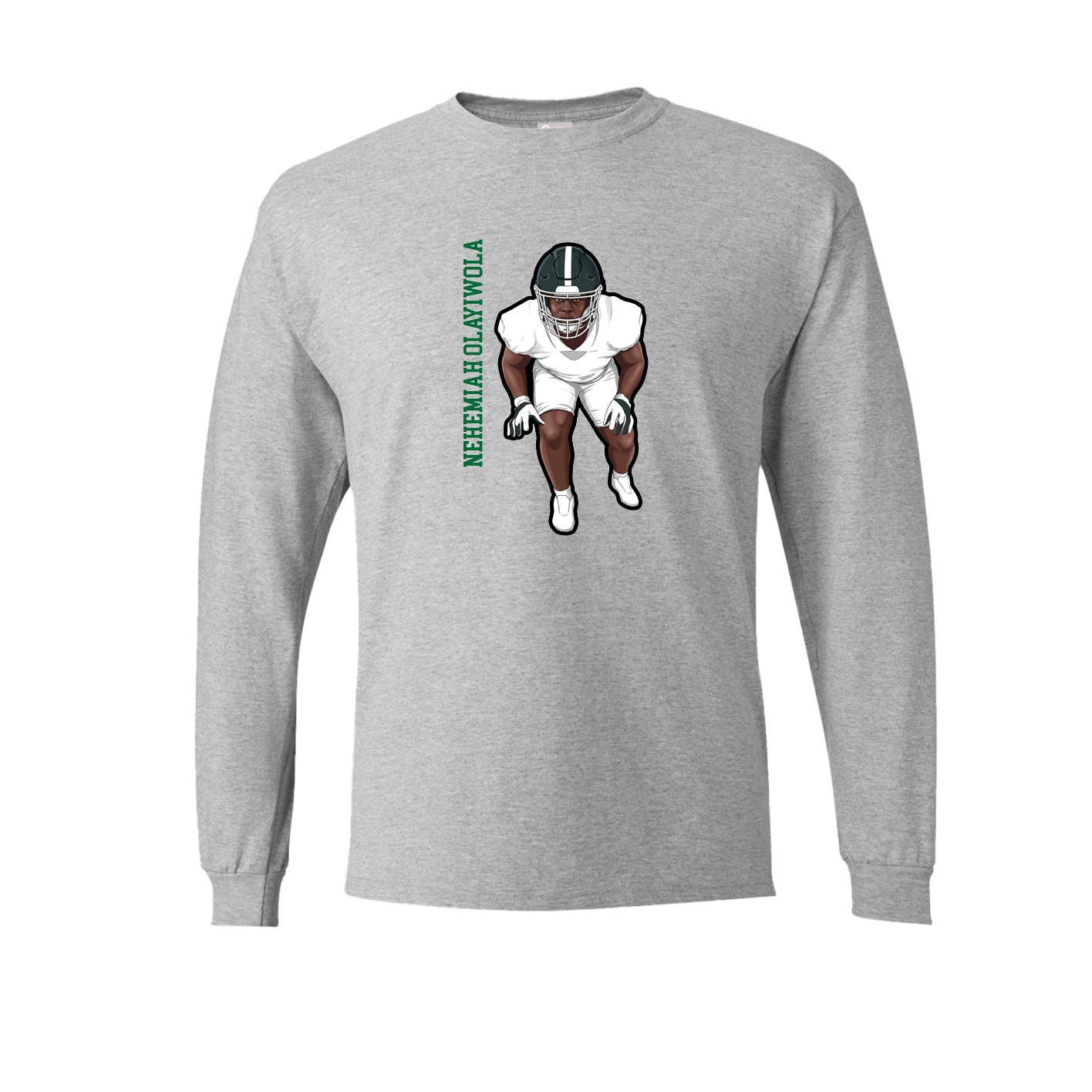 Long Sleeve Tee — Name Vertical in Grey