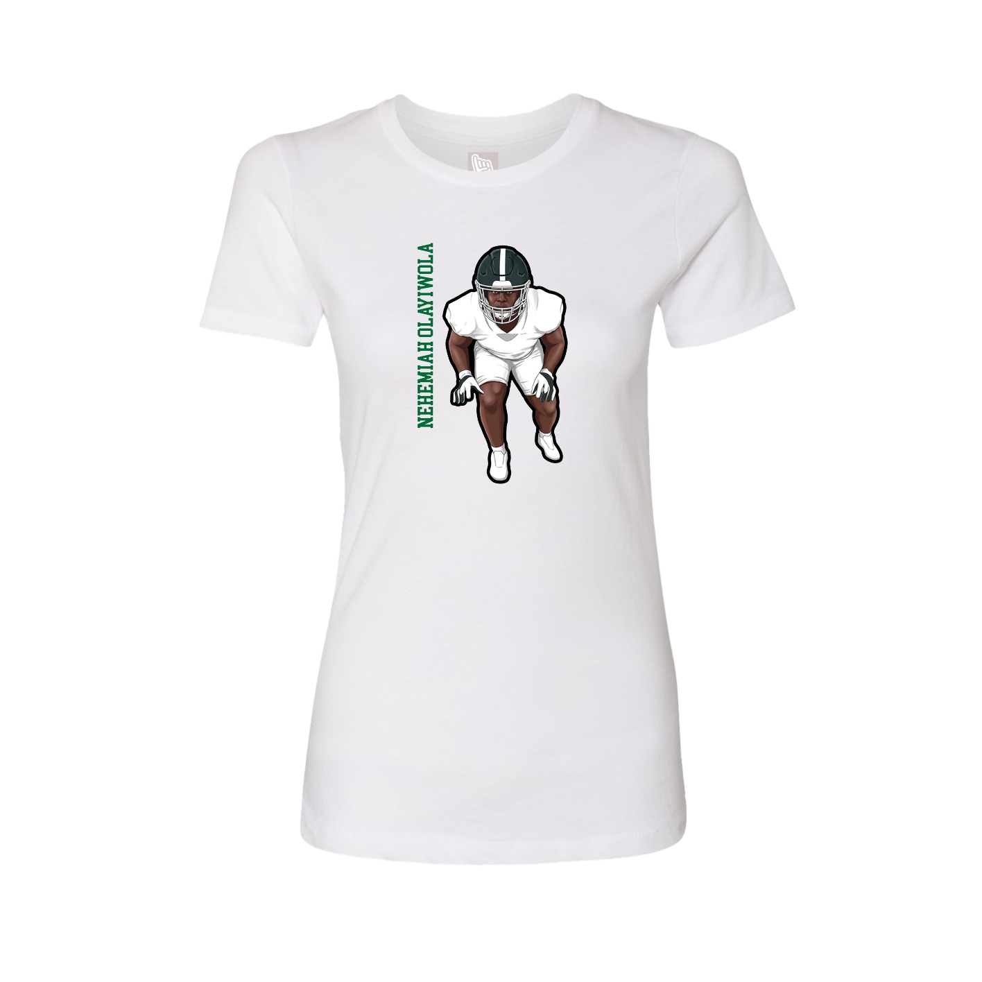 Fitted Women's Tee — Name Vertical in White