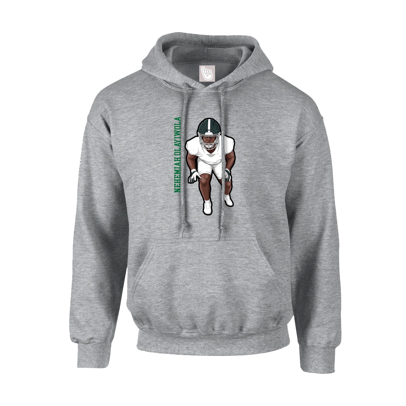 Youth Hoodie — Name Vertical in Grey