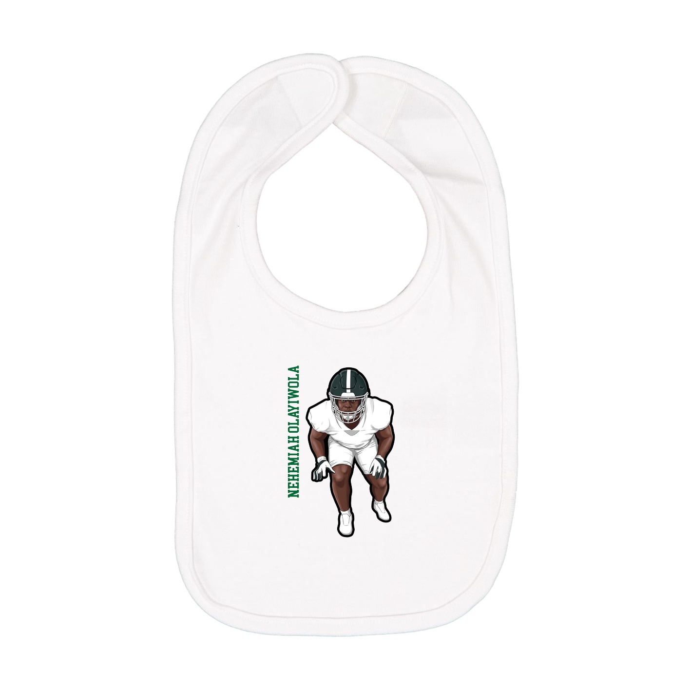 Infant Bib — Name Vertical in White