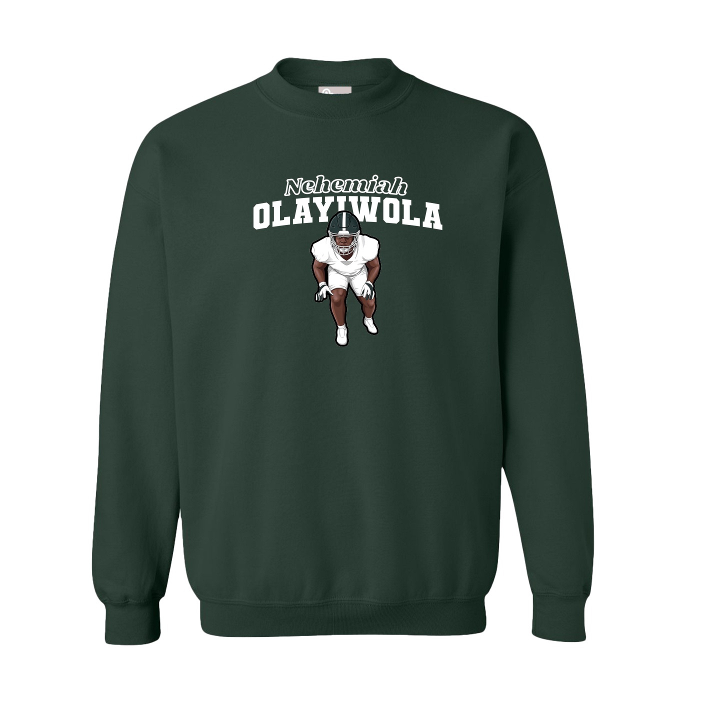 Fleece Crew — Name Arch in Green