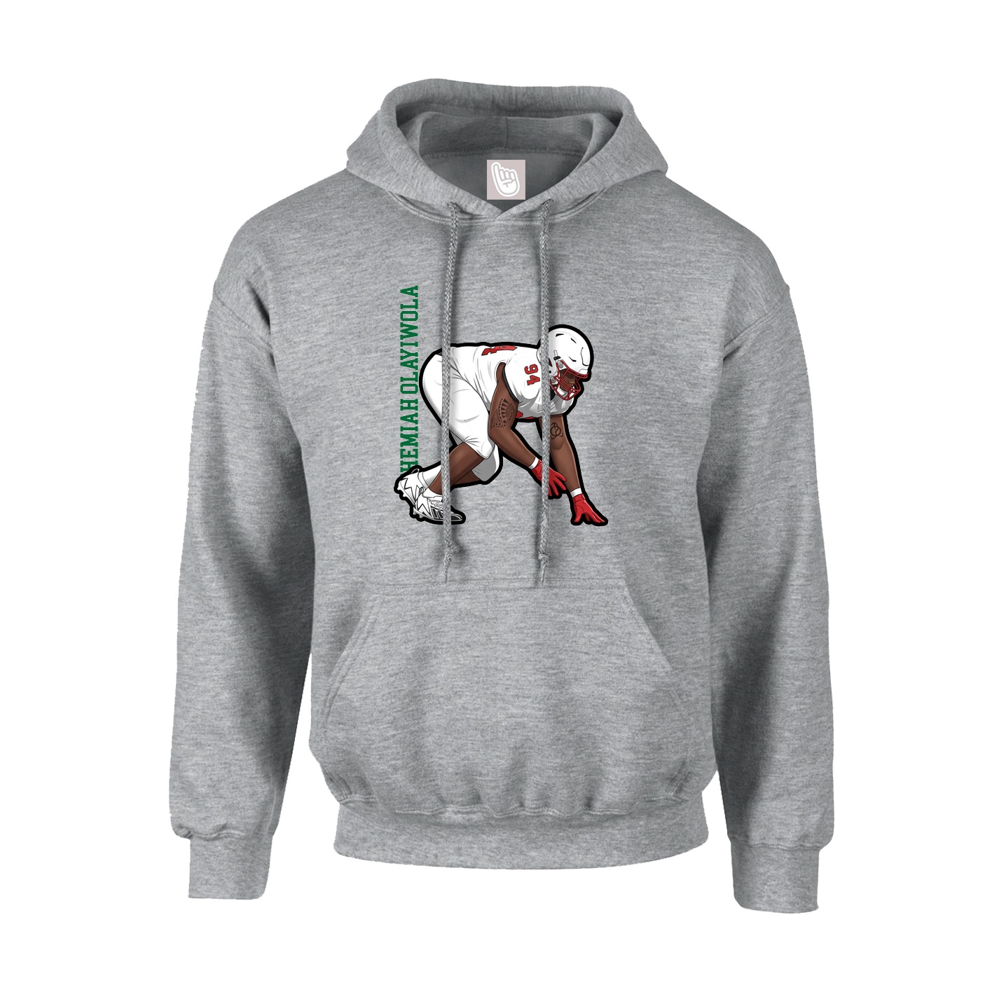 Hoodie — Name Vertical in Grey