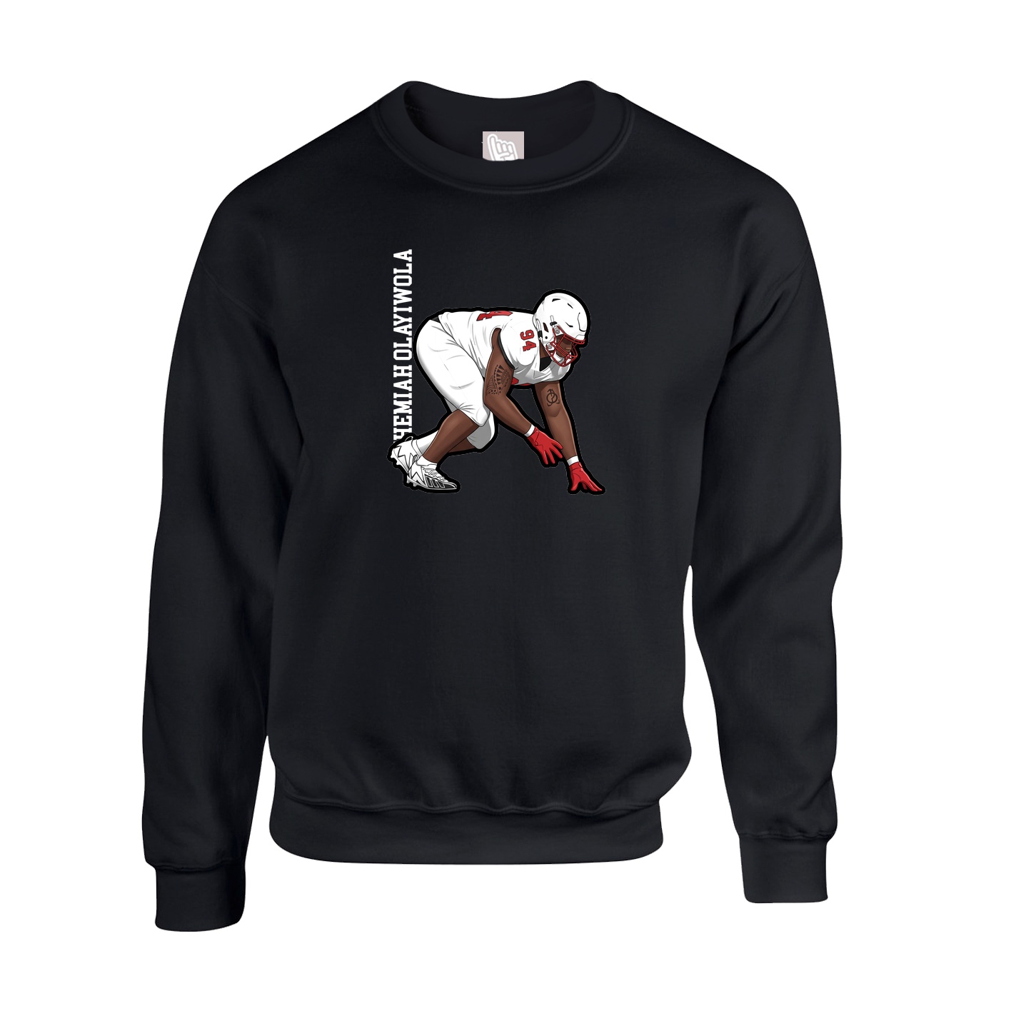 Fleece Crew — Name Vertical in Black