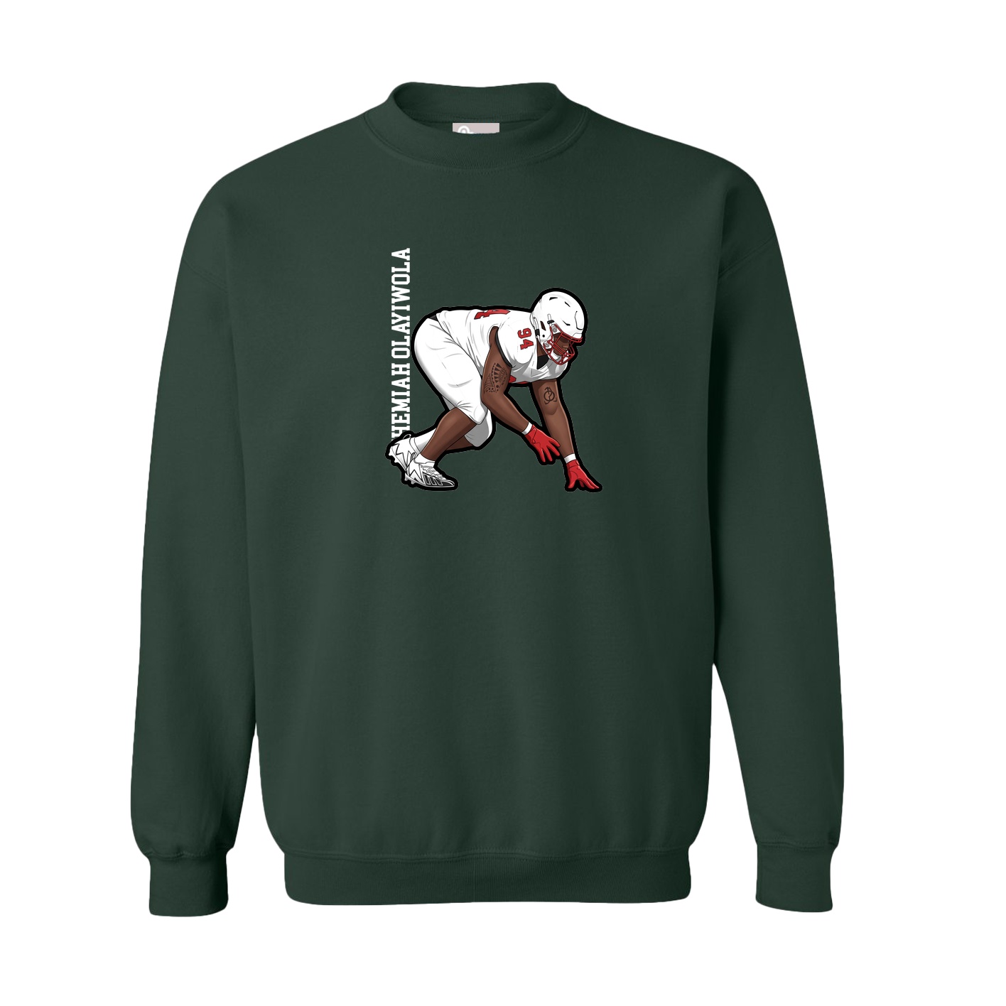 Fleece Crew — Name Vertical in Green